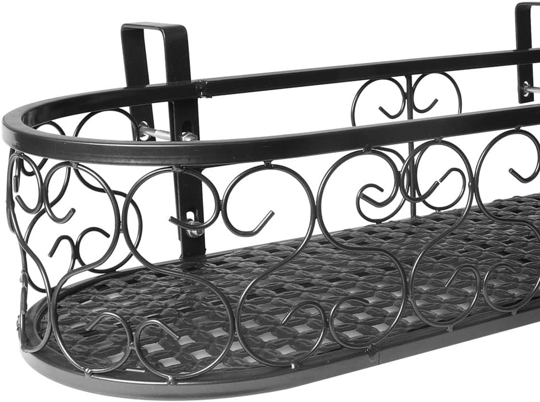 Levede Metal Oval Hanging Basket Plant Stand, Black