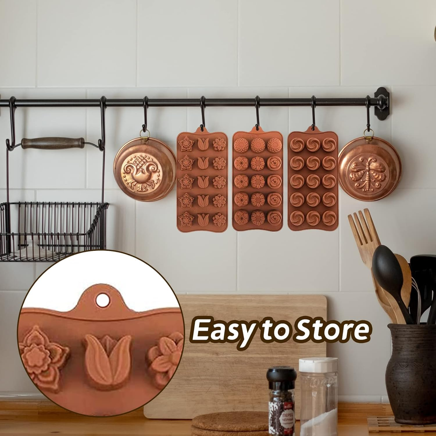 Chocolate Moulds, Silicone Molds, Candy Molds, Silicone Chocolate Molds Trays, Food Grade Silicone Molds, Non-Stick, Suitable for Christmas, Festivals, Parties, Birthdays, Banquets(6Pcs) image number 1