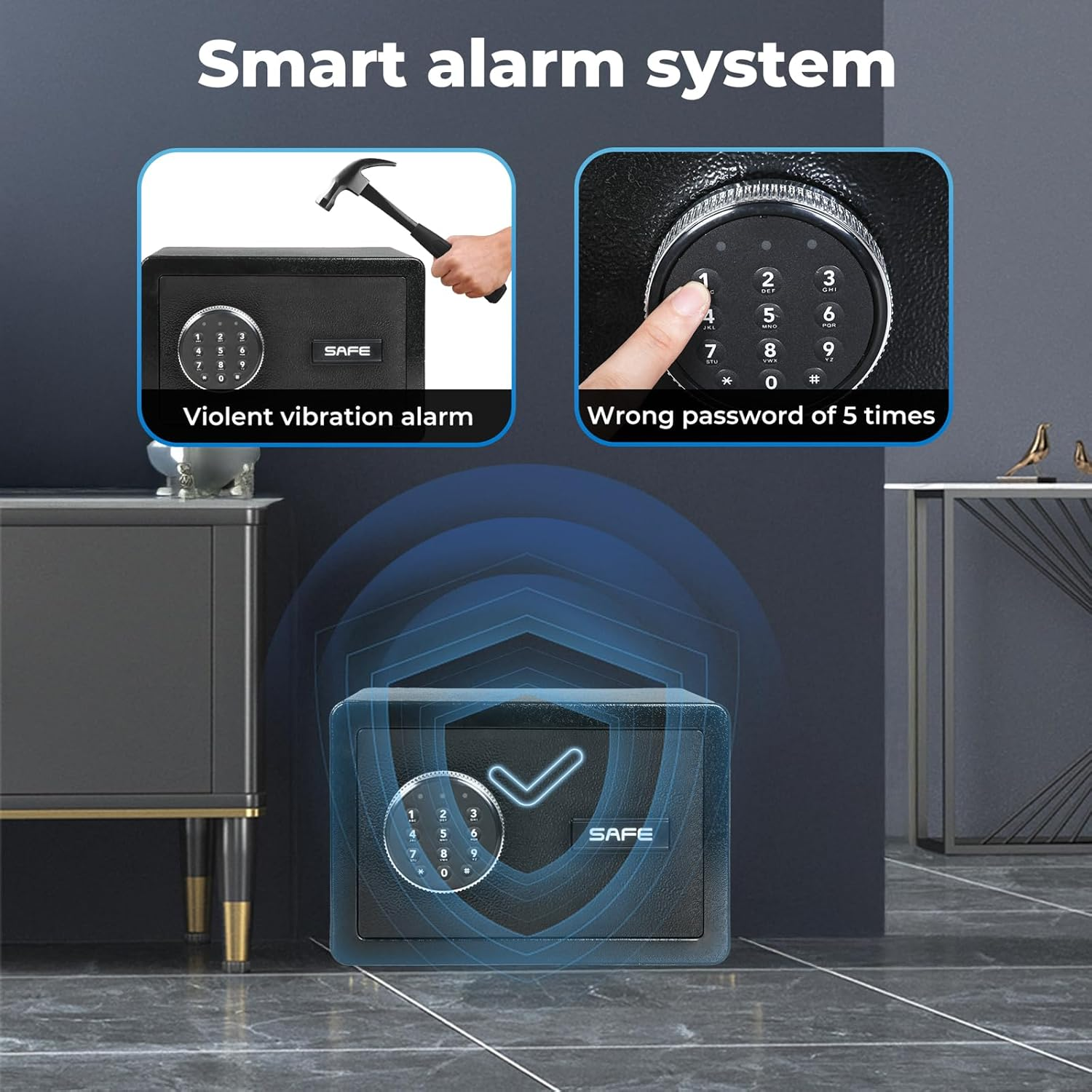 8.1L Small Safes for Home, Hotel Safes Security Home Safe Lock Box with Digital Keypad Safe Box, Cabinet Safe for Dorm Hotel Office Cash Document Jewelry image number 4