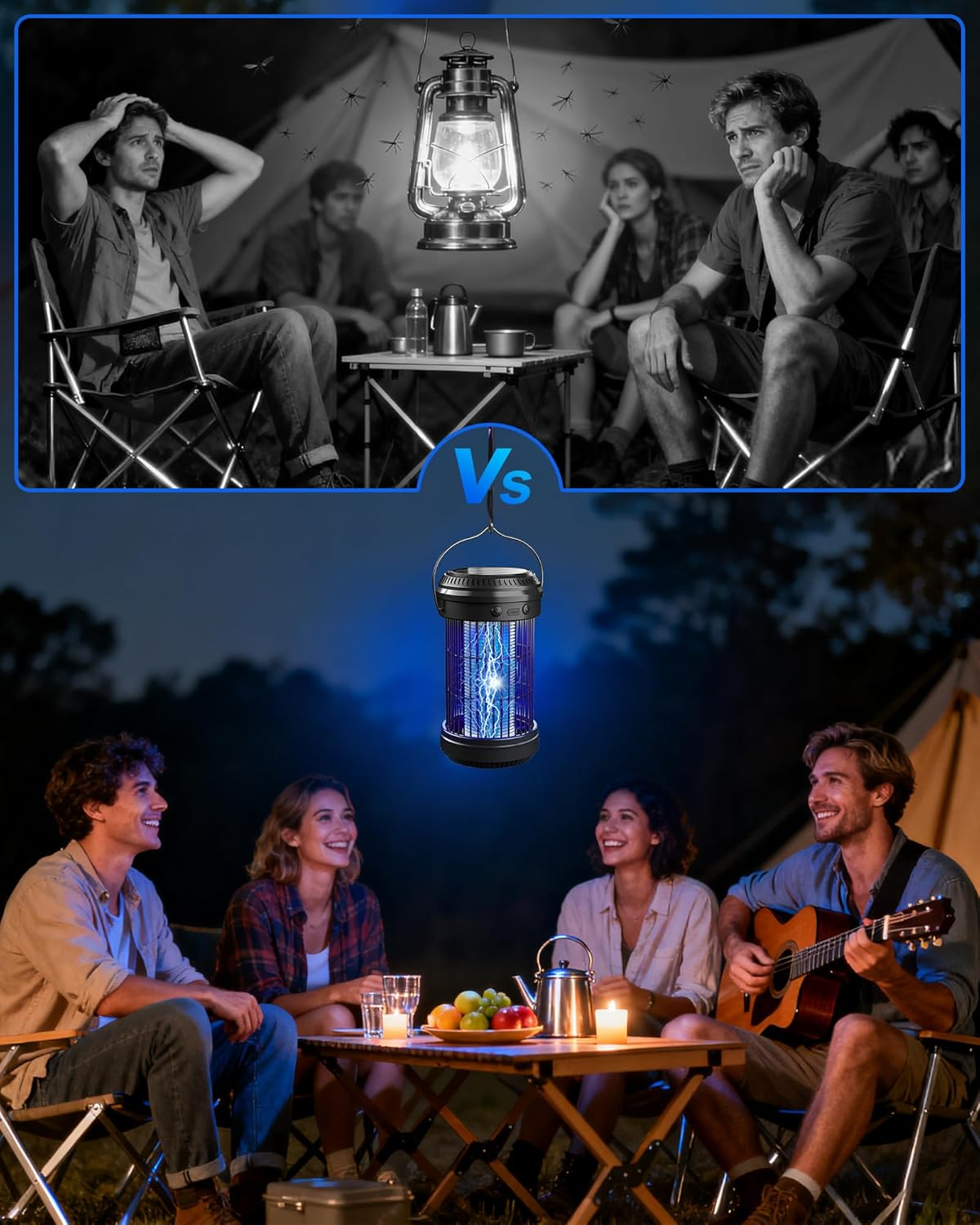 Necomi Solar Bug Zapper, Electronic Mosquito Killer/Insect Killer with LED Bulb Light, 3200Mah Solar & USB Charging Electric Bug Zapper Killer Lamp for Home Office Camping Backyard Outdoor image number 6