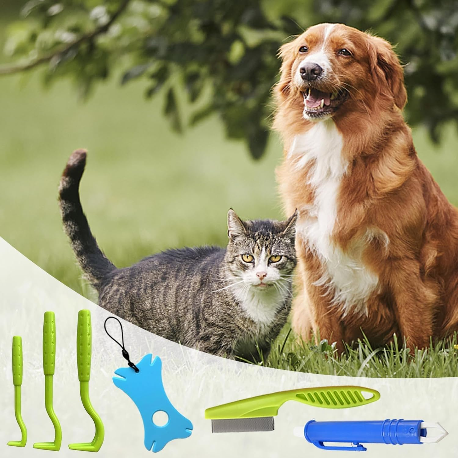 ANBOO 7-Piece Tick Removal Tool Set, 2 Tick Cards, Tick Tick Tweezers, Tick Comb, 3 Tick Hooks, Tick Card with Magnifying Glass, for People, Children, Dogs, Cats, Ideal for Outdoor Activities image number 6