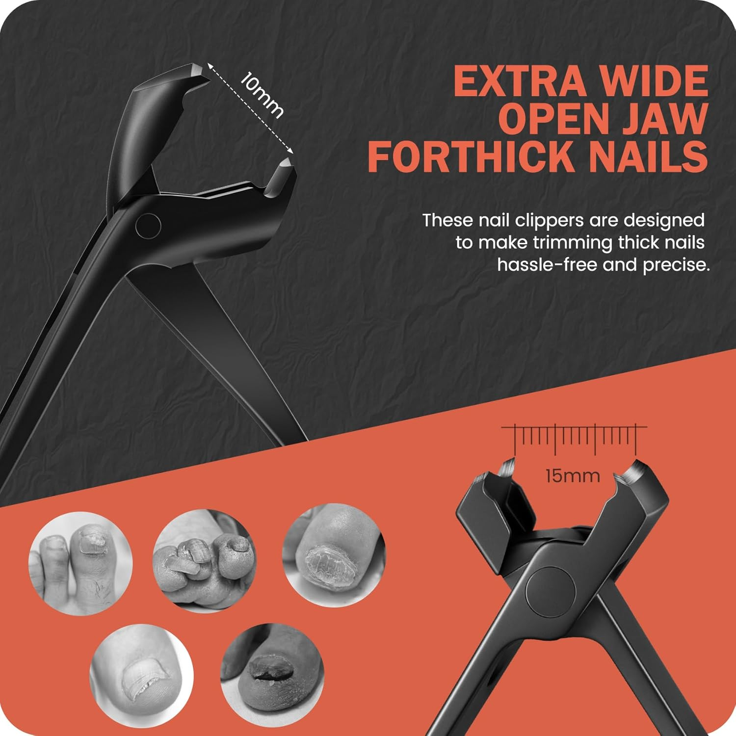 BEZOX Toe Nail Clipper for Thick Nails for Seniors, Nails Clipper Set for Comfort Nail Trimming, Precision Fingernail Clippers - Black image number 3