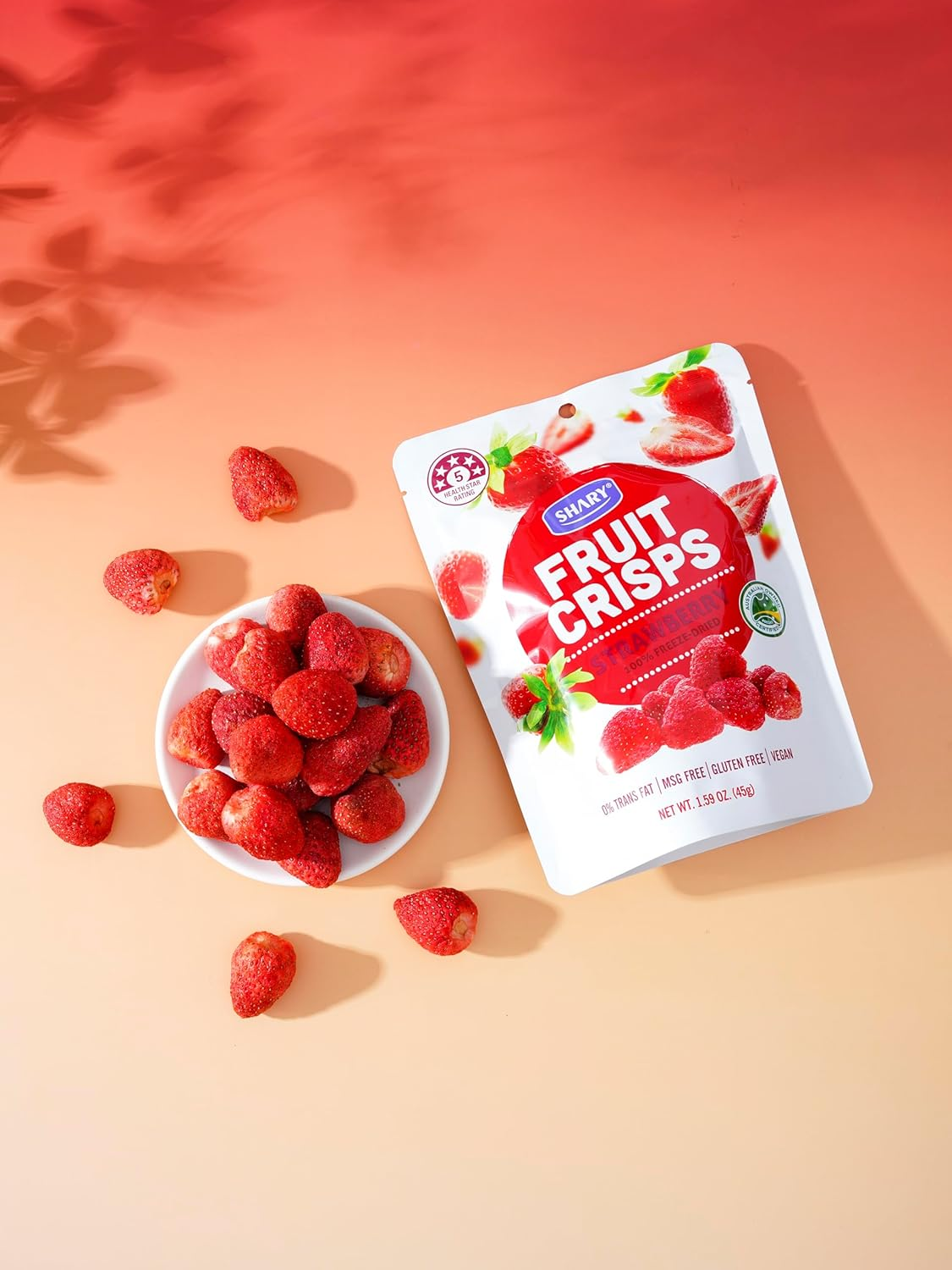 Shary Freeze Dried Strawberry Crisps, (6 X 45G) Bulk Pack image number 3