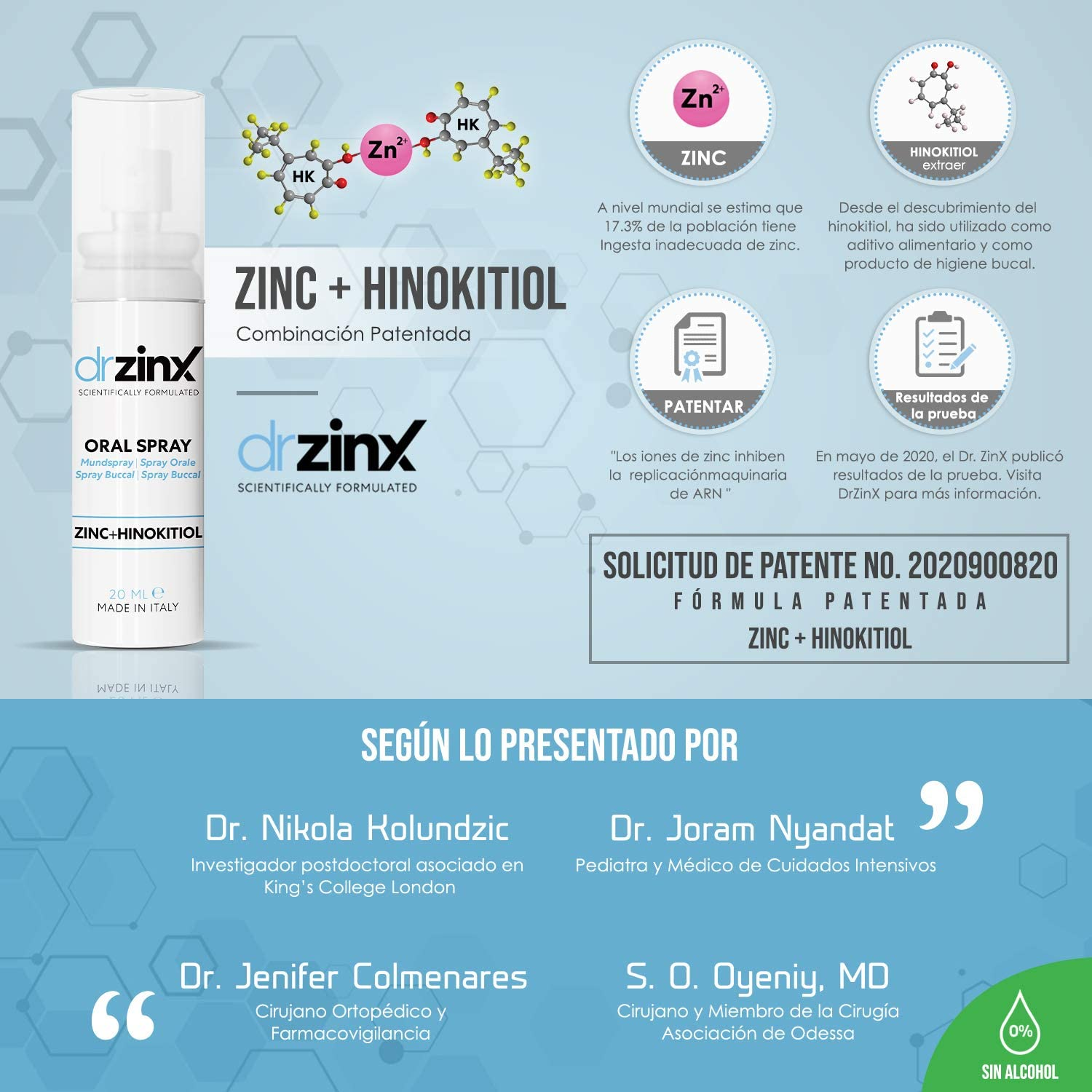 Drzinx Breath Freshener Spray, Long Lasting Peppermint Bad Breath Treatment, Hydrating Oral & Throat Spray with Zinc and Hinokitiol (Thuja) Peppermint and Eucalyptus, Alcohol Free 200+ Sprays