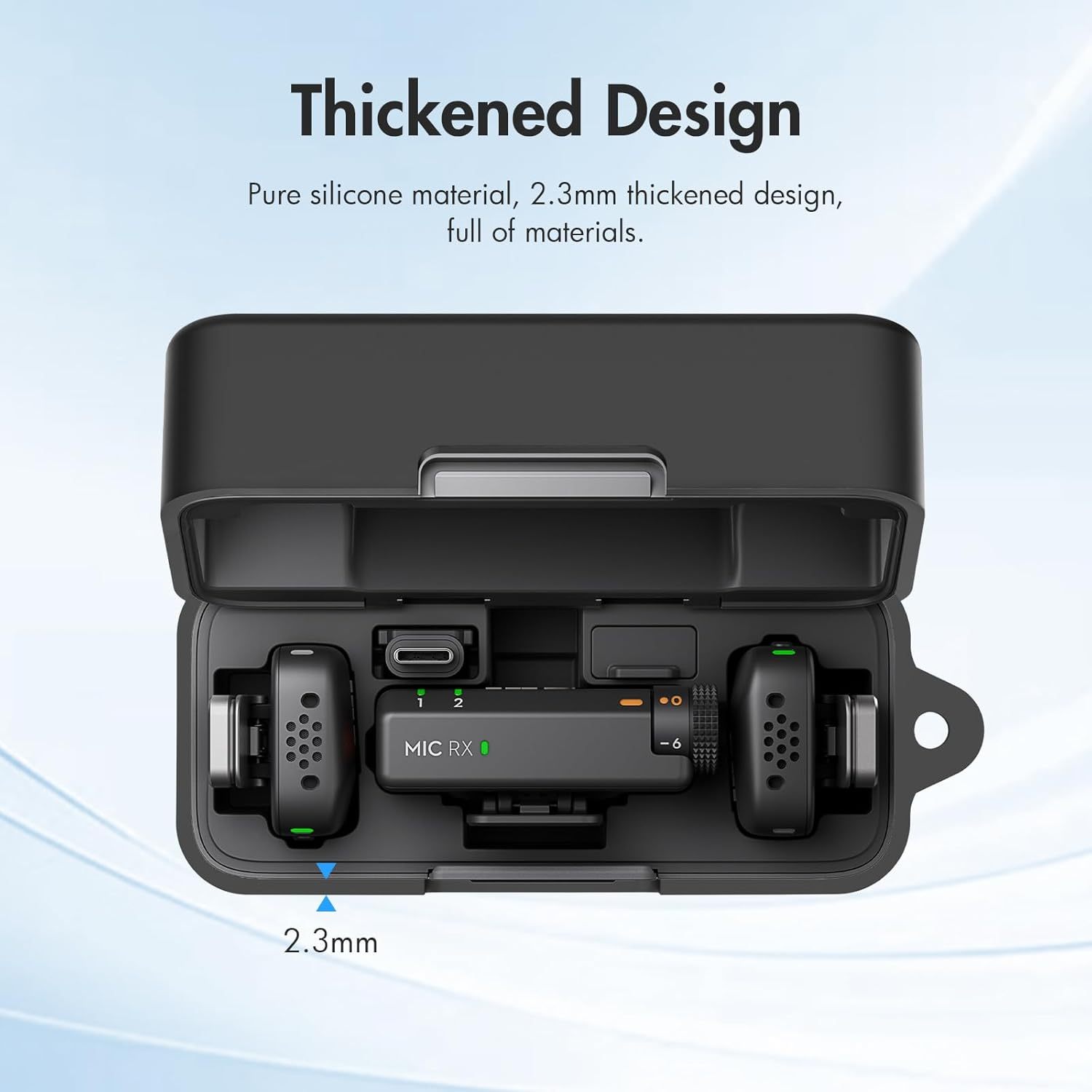 Case for DJI Mic Mini,Noukaju Silicone Protective Cover(With Carabiner + Lanyard) Drop-Proof,Scratch-Proof,Dust-Proof,Protective Case for DJI Mic Mini Microphone(Black) image number 6