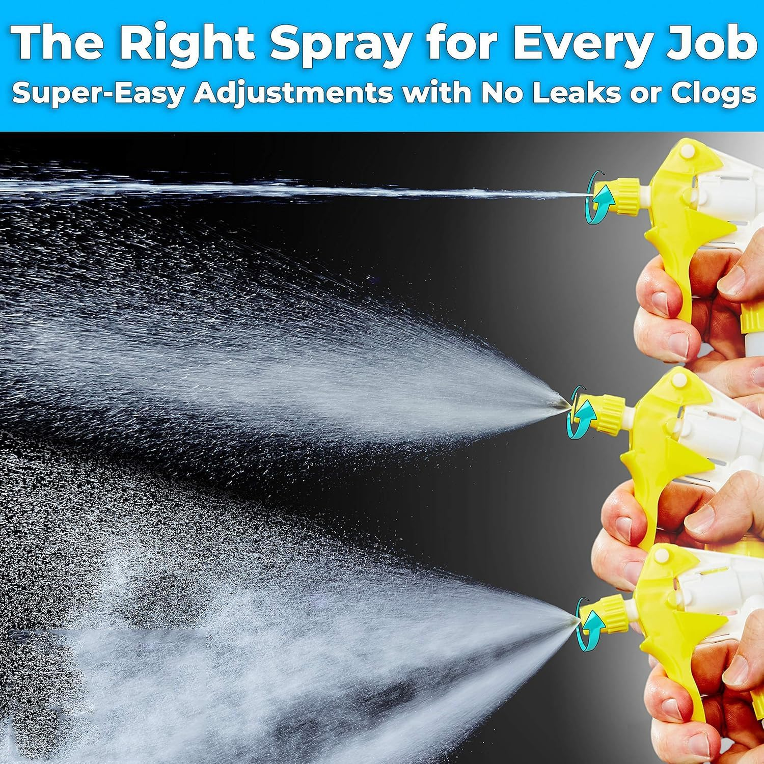 Leanockesa Random Color Plastic Trigger Sprayer for Gardening and Cleaning,5 Pcs Heavy Duty Low Fatigue Trigger and Nozzle(No Bottles) image number 3