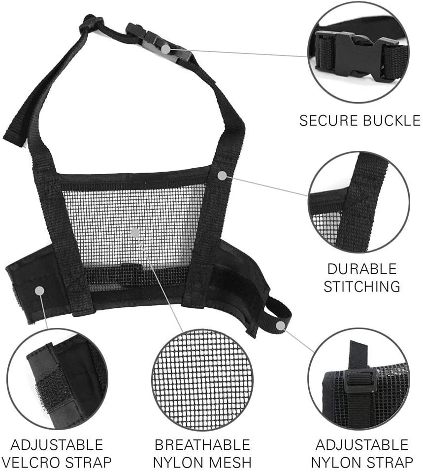 Muzzle for Dogs - Adjustable Soft Dog Muzzle for Small Medium Large Dog, Air Mesh Training Dog Muzzles for Biting Barking Chewing - Breathable Mesh & Soft Flannel Protects Dog Mouth Cover image number 6