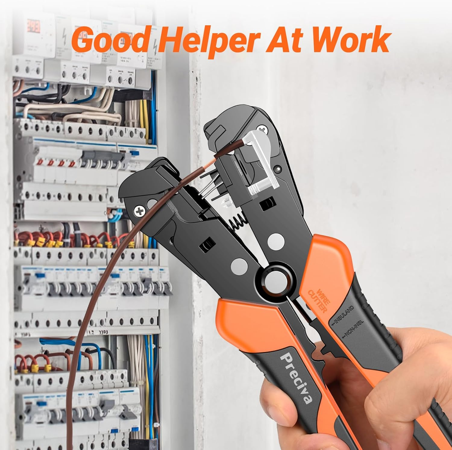 Wire Stripper, Preciva Automatic Cable Stripper and Cutter Tool Electrical for 0.2-6Mm&sup2; Cable, Self Adjustable Wire Stripper Plier image number 6