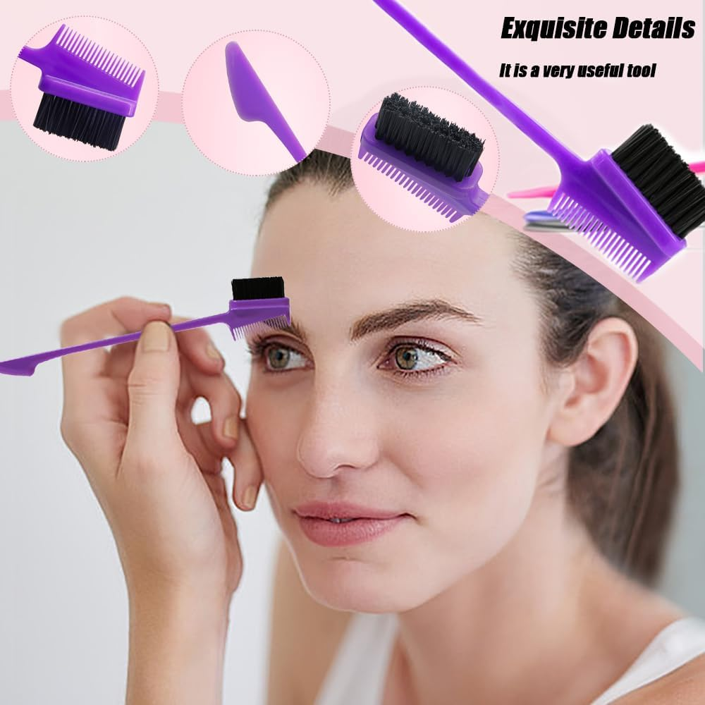 TRKETK 6 Pcs Hair Edge Brush, Double Sided Edge Control Hair Brush Tool Natural Styling Eyebrow Combs Edges Smooth Comb Dual Ended Comb for Eyelash Combs Hairstyling Eyebrow Brushes (6 Colors) image number 3