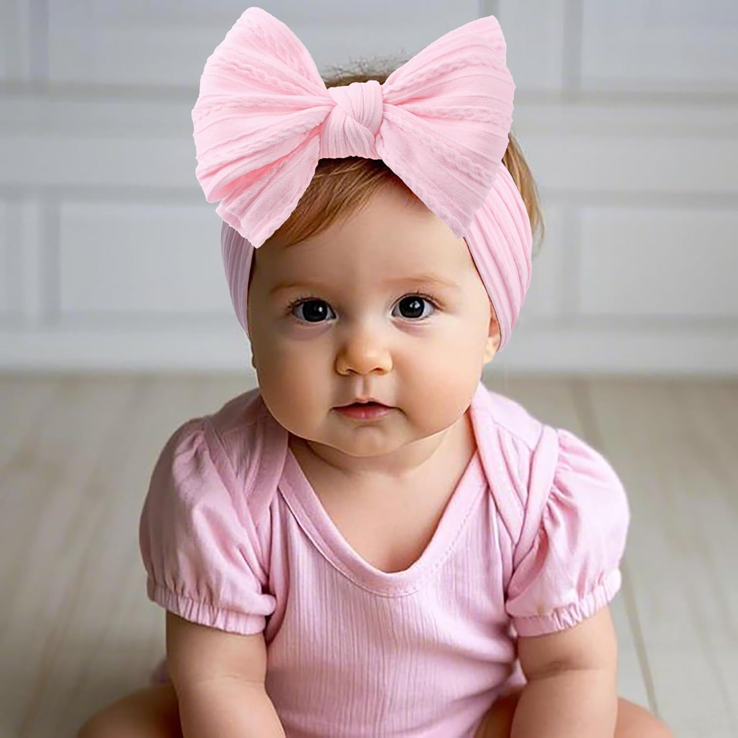 Lemonspace Handmade Red Baby Bow Baby Girls Headbands with Bows High Stretchy Soft Nylon Infant Headwrap Newborn Red Pink Hair Accessories Wonderful Gift for Mother'S Day,Baby Shower image number 6