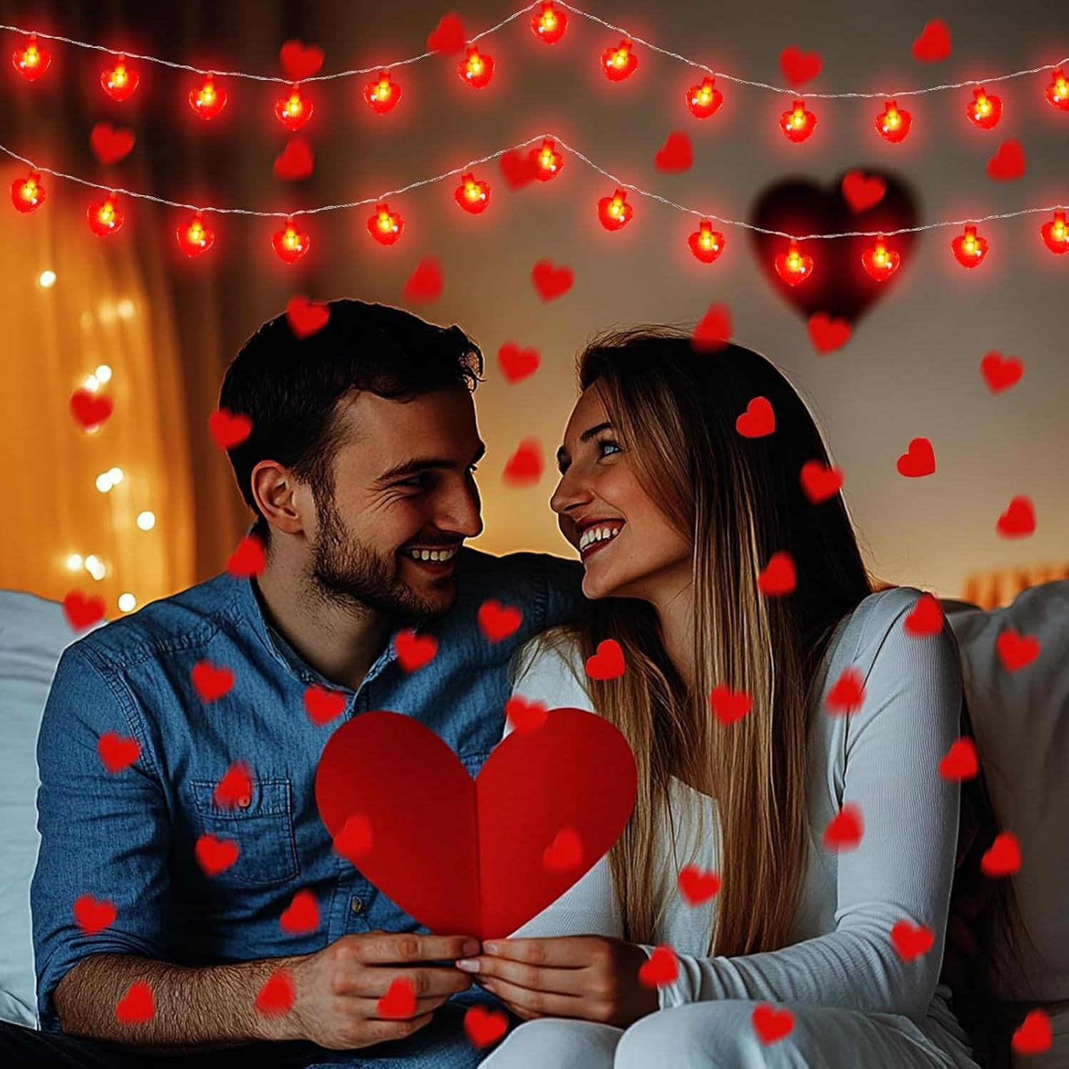 Alegre Fairy Lights Hearts Red, 1.5 M 10 LED Valentine'S Day Heart-Shaped Fairy Lights Battery, Fairy Lights Hearts Indoor, Valentine'S Day Decoration, Heart Fairy Lights for Christmas, Anniversaries image number 6