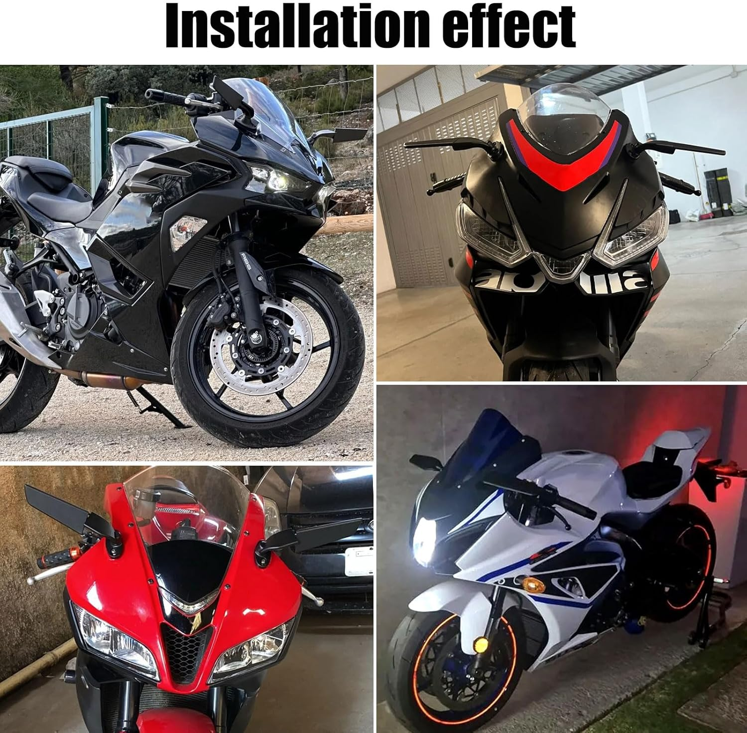 Large Size Motorcycle Mirrors Stealth Wind Wing Side Rearview Mirrors Compatible with 2025 Kawasaki Ninja 500 Ninja 650 Ninja 400 300 2025 ZX6R ZX10R ZX4RR ZX14R GSXR 1000 600 750