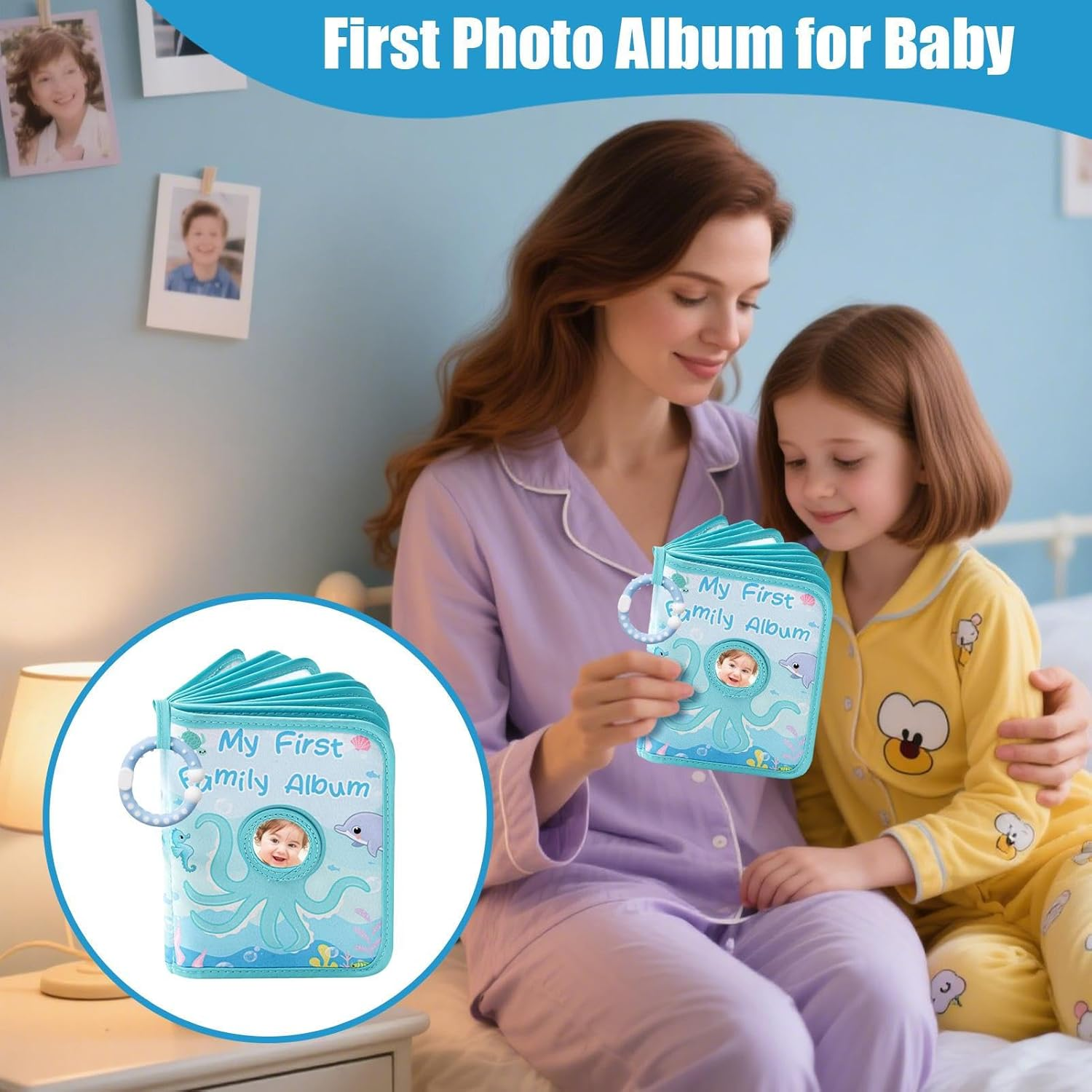 Baby Photo Album, Baby Memory Album Gift Holds, Themed Themed Octopus Holds 4X6 Inch Photos, First Soft Fabric Family Photo Book, Soft Cloth Album for Girl Boy Parents Home Kids Grandparents image number 5