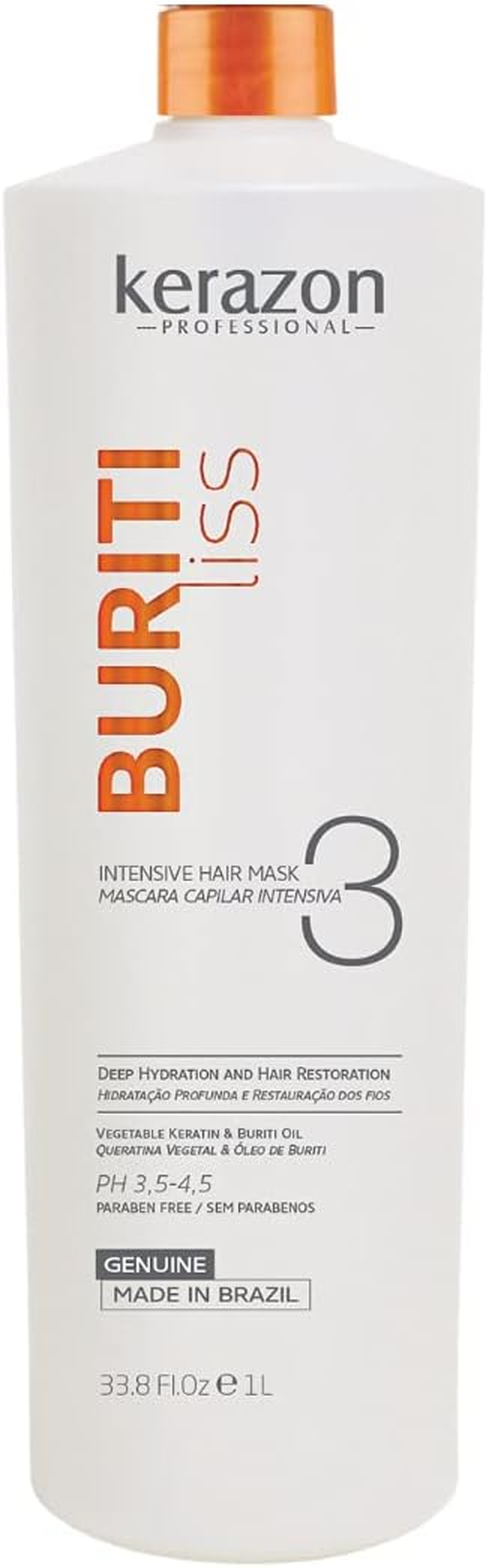 Brazilian Keratin Intensive Hair Mask Deep Conditioner 33.8Oz/1L Buriti Liss by KERAZON