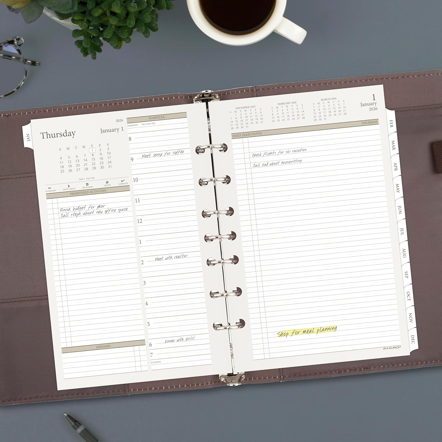 AT-A-GLANCE 2026 Planner, Daily, 5-1/2" X 8-1/2", Desk Size 4, Two Page per Day Refill, Loose-Leaf (481-225-26) image number 1