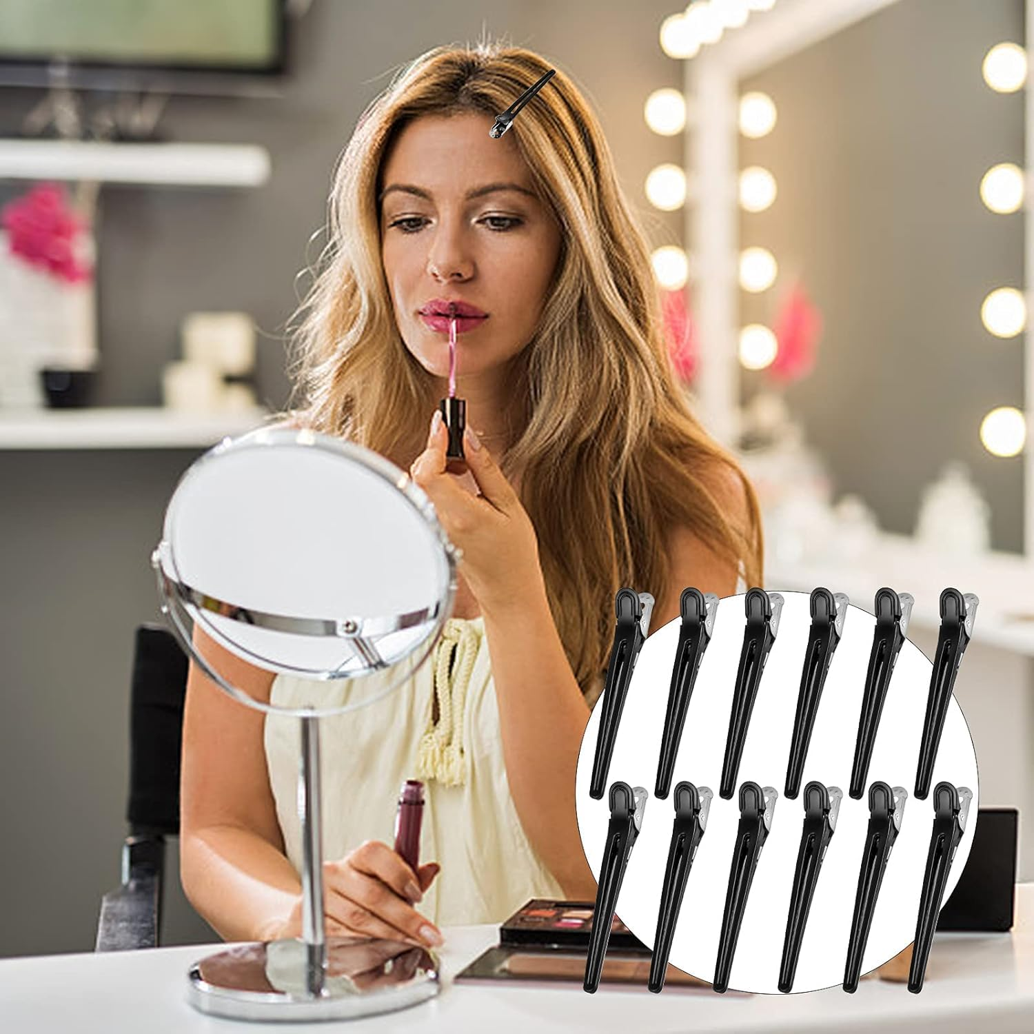 12 Pcs Sectioning Hair Clips 10.3Cm/4.05Inch for Hair Stying Sectioning Alligator Curl Hair Clips Metal Duckbill Hair Clips Crocodile Hair Styling Clips No Bend Hair Pin for Women Girls Hair Salon image number 1