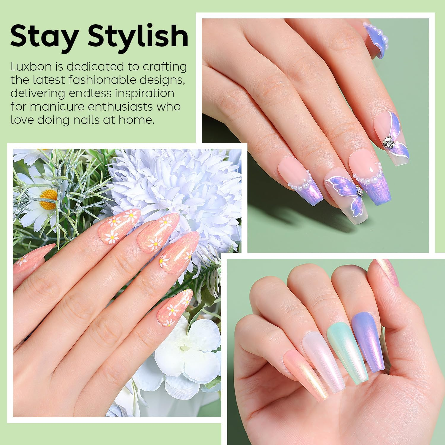 Luxbon 6 Pcs Pearl Gel Nail Polish Set - Spring Colour Set Long Lasting Gel Polish, Uv Led Soak off Nail Art Designs Manicure Kit 009 - Lb6004 image number 5