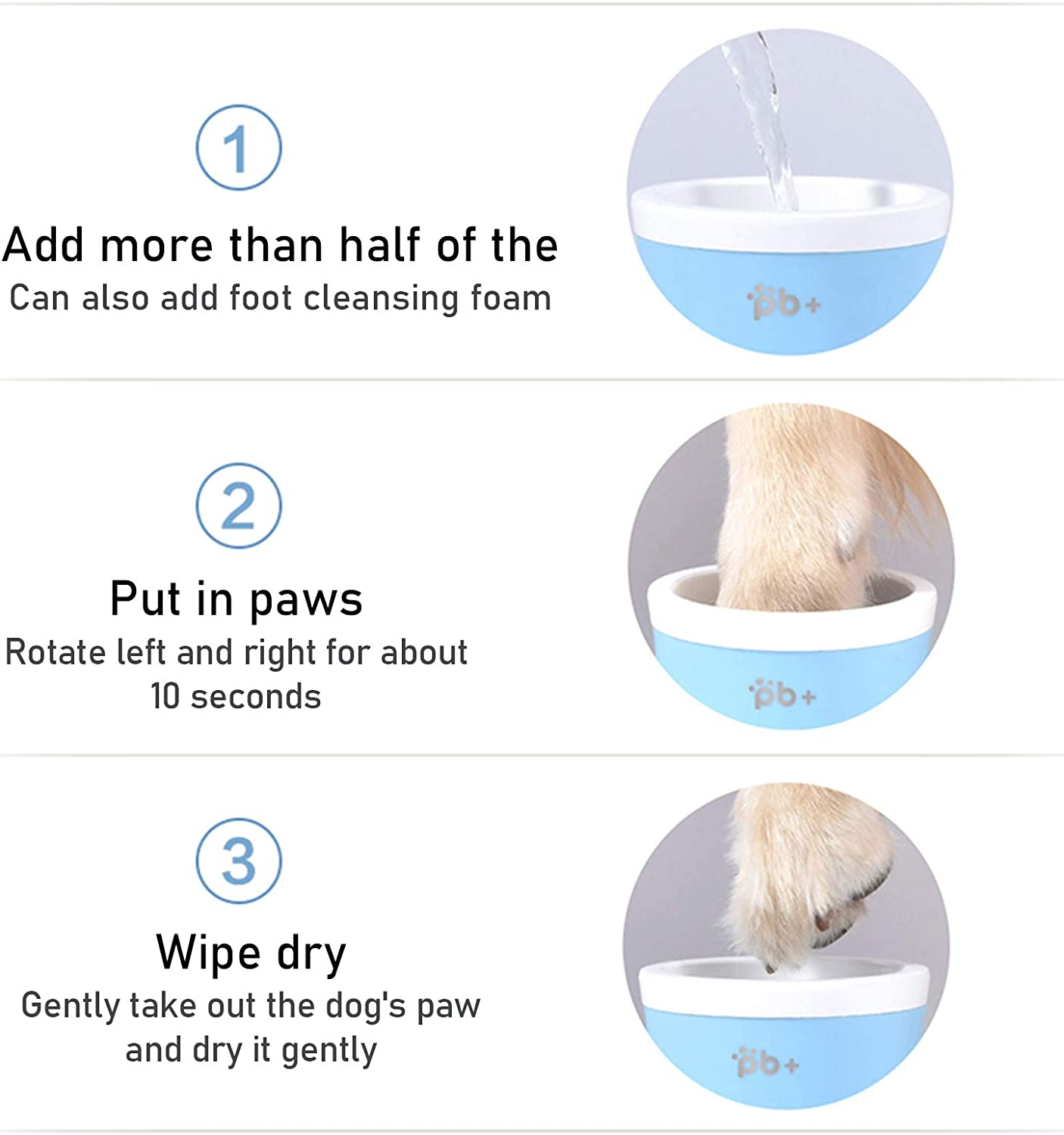 Dog Paw Cleaner, Dog Paw Washer, Paw Buddy Muddy Paw Cleaner, 360 &deg; Rotation Pet Foot Cleaner Silicone Brush Cup for Small Medium Large Breed Dogs/Cats (Blue M) - Blue image number 6