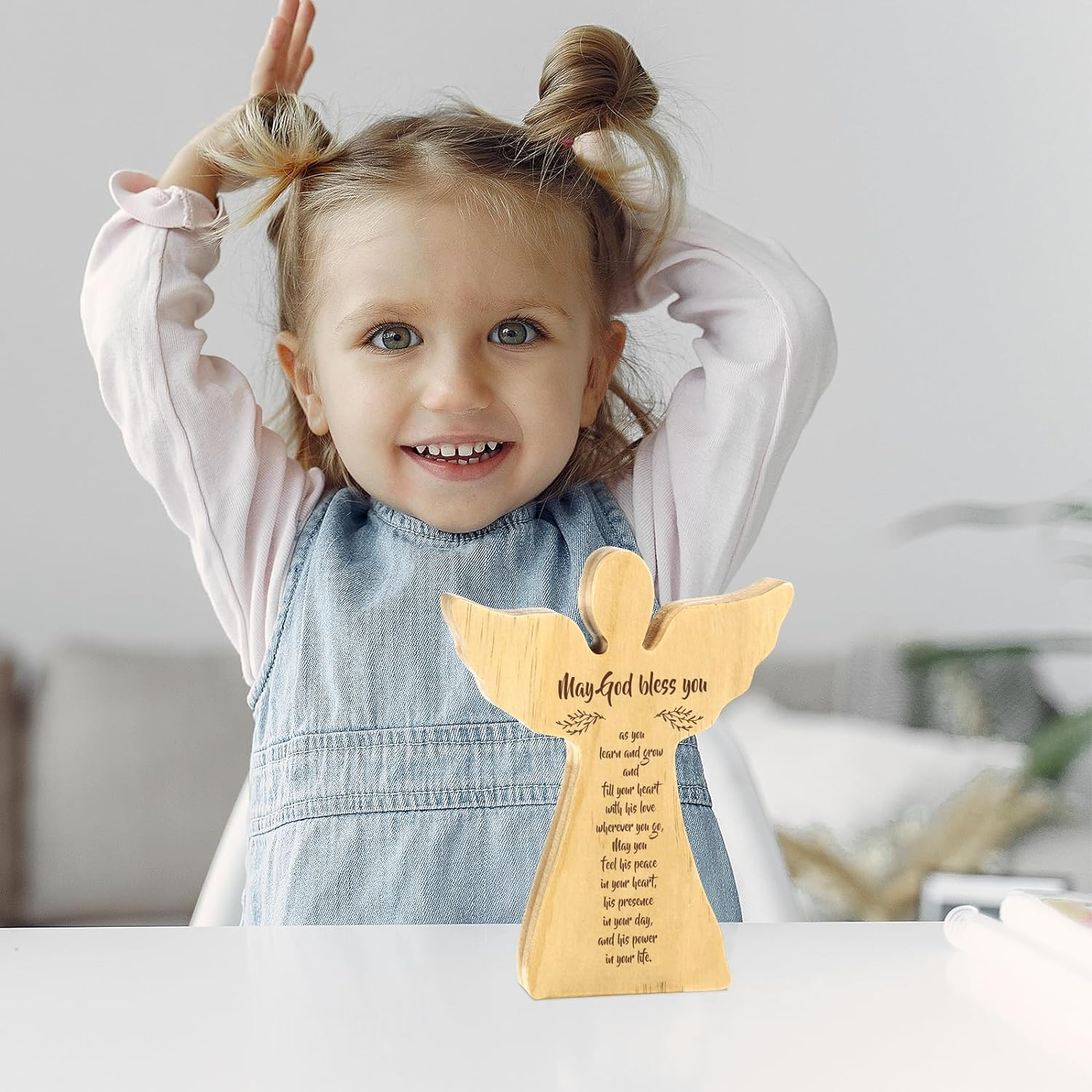 Baptism Gifts for Girl Boy, Baby Christening Gifts for Girls and Boy, Baby Gifts for Girls Boys, Confirmation Gifts for Boy Girl from New Parents, Wooden Angel Decorative Plaques image number 1