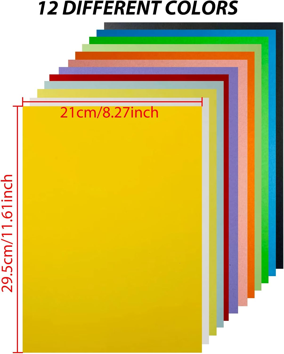 ZACHMEST Color Cardstock 60 Sheets，12 Assorted Colors 250 GSM A4 Size Card Paper 8.5" X 11, Double Sided Printing Cardstock Paper, Thick Card Stock for Making Craft Scrapbooking Party image number 4