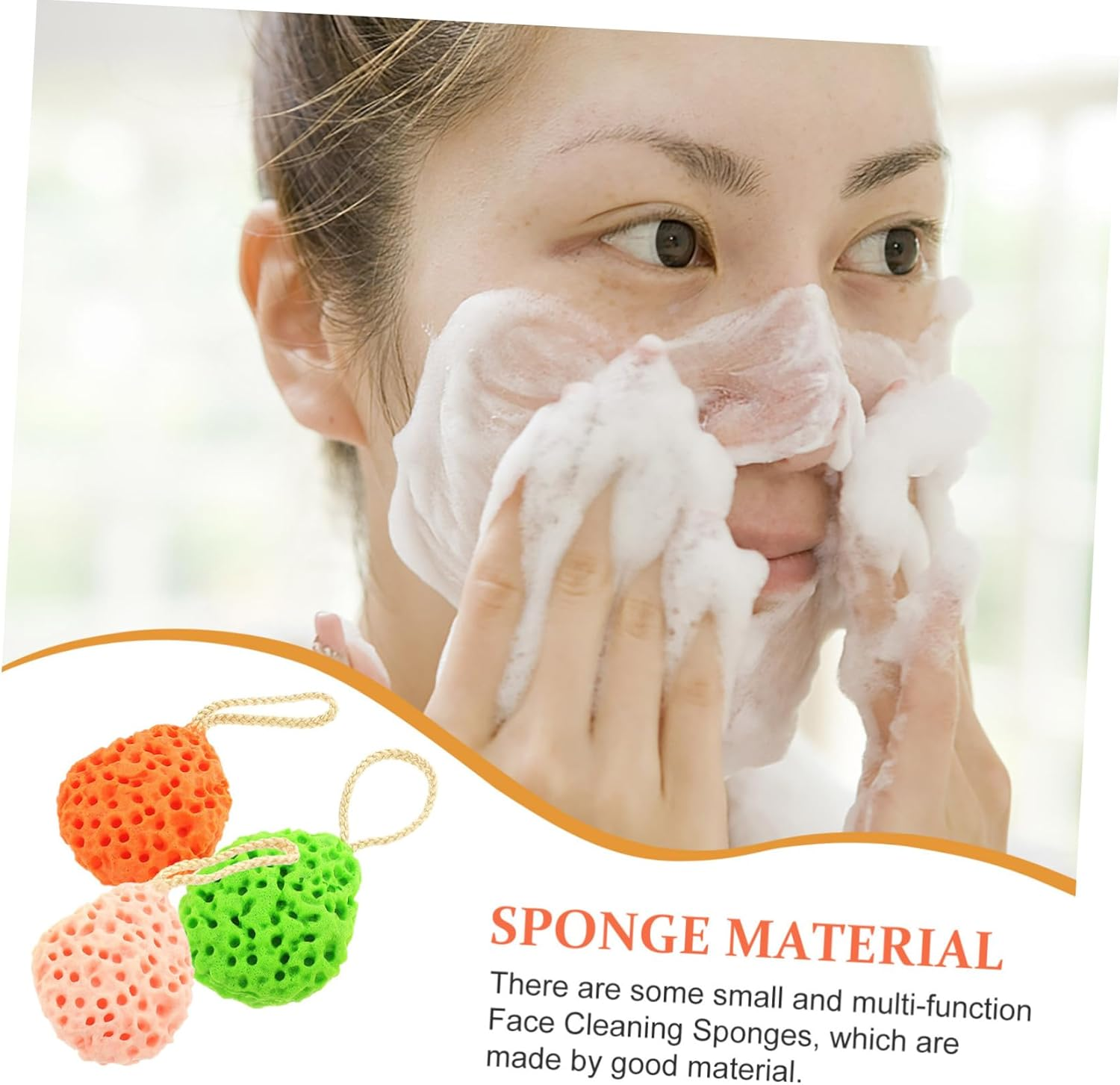 YOSADIER 3Pcs Face Sponge Exfoliating Face Washing Supplies Reusable Facial Cleansing Sponge for Girls image number 4
