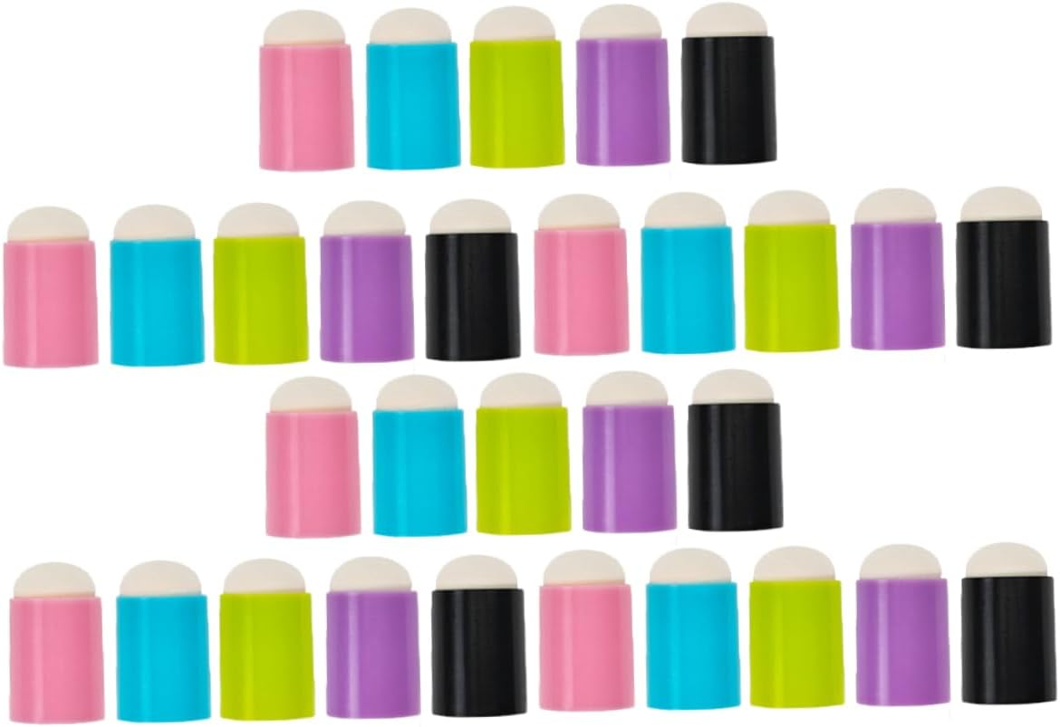 NULYLU 30Pcs round Pen Manicure Nail Art Sponge Heads Nail Polish Painting Brush Heads Replacement for Art Marker