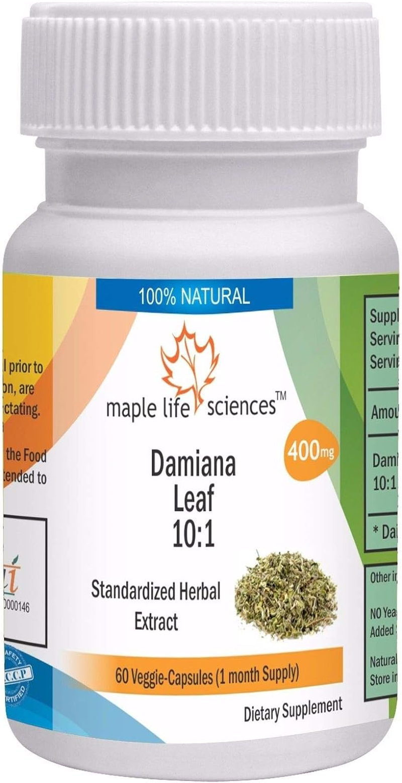 Damiana Leaf (Turnera Diffusa) 10:1 Extract - 400Mg - 60 Vegan Capsules - Aphrodisiac