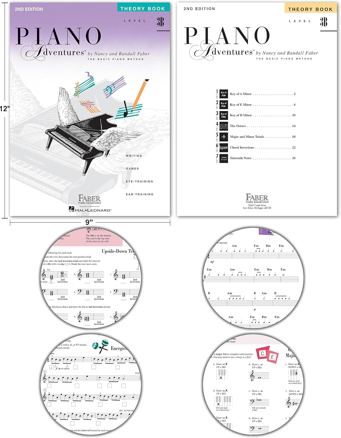 Piano Adventures Level 3B Learning Set by Nancy Faber - Lesson, Theory, Performance, Technique & Artistry Books & Juliet Music Piano Keys 88/61/54/49 Full Set Removable Sticker image number 1