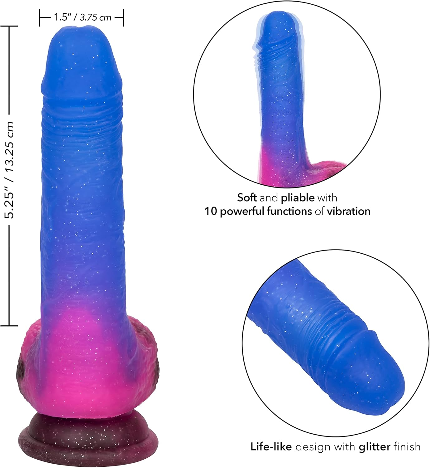 Calexotics Naughty Bits Ombre Hombre Vibrating Dildo image number 2
