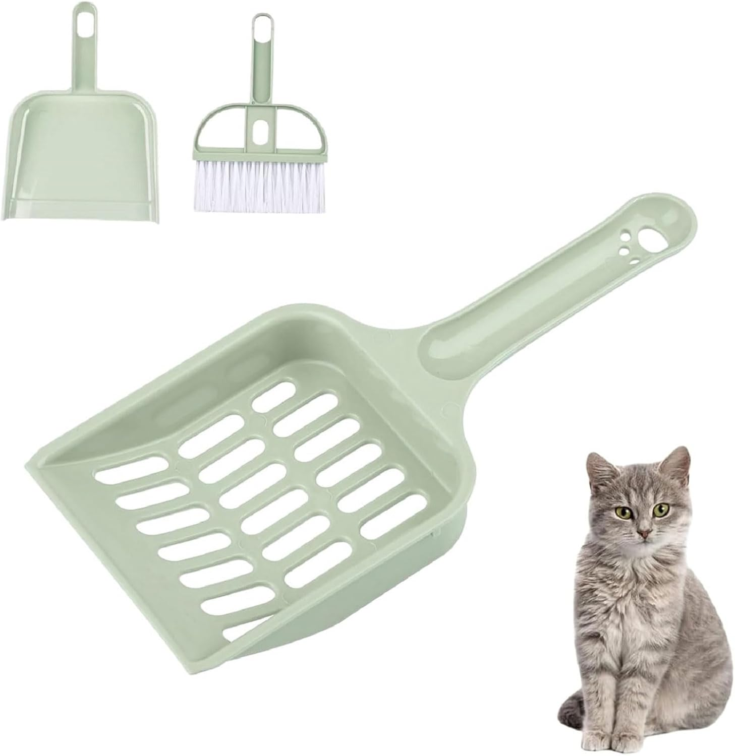Cat Litter Scoop, Cat Litter Scoop Broom Set, Plastic Cat Litter Scooper, Litter Scoop, with 1 Cat Litter Scoop, 1 Broom and 1 Dustpan, Scoop for Cleaning Cat Litter image number 4