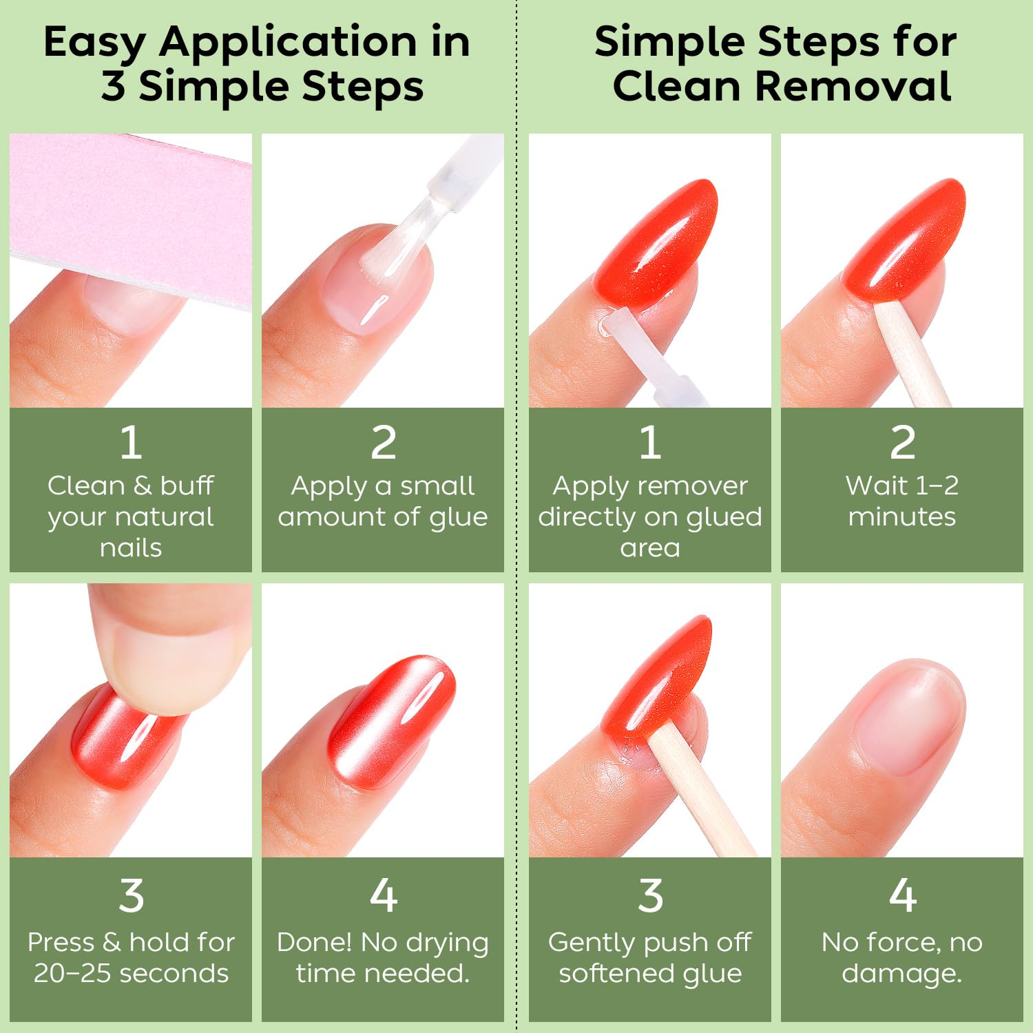 Luxbon Nail Glue and Glue Remover Set 2 X 7Ml &ndash; Medical-Grade Press on Nails Fasle Nail Tips Adhesive &ndash; No UV Needed, Odorless, Non-Toxic, Strong Hold for Fake Nails image number 3