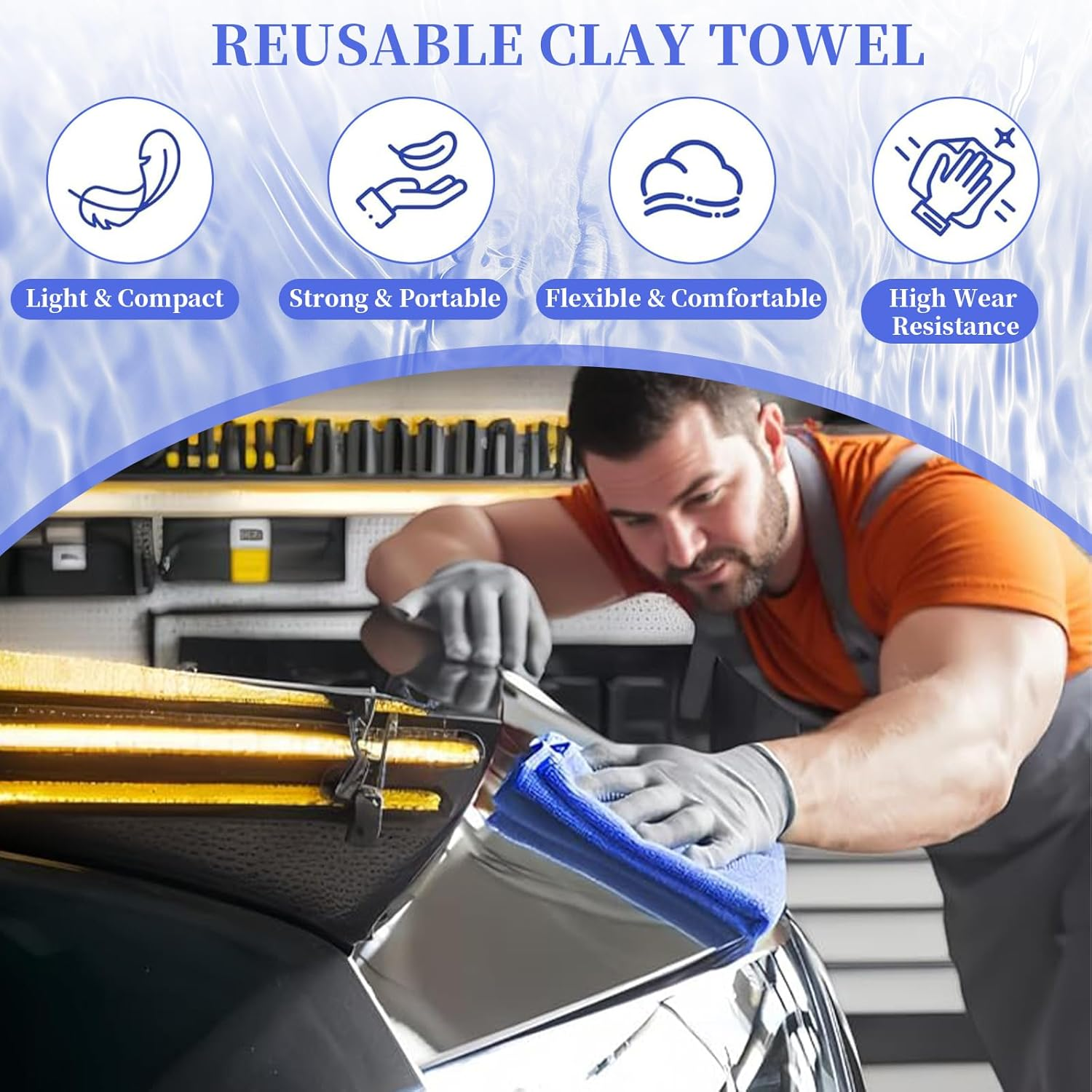 Magic Clay Car Wash Towel, Reusable Car Beauty Cleaning Cloth, Deep Cleaning Towel for Vehicle Paint, Glass, Windows & Headlights, Quick & Effortless Stubborn Contaminant Removal (Purple) - Blue image number 4