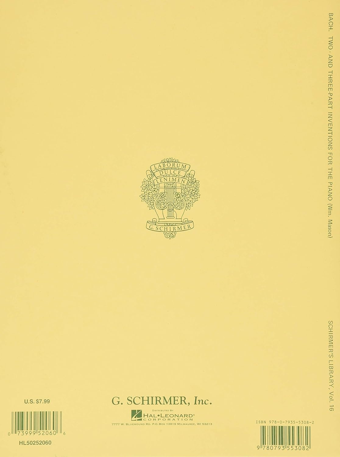 30 Two- and Three-Part Inventions: Piano Solo (Schirmer'S Library of Musical Classics) image number 1