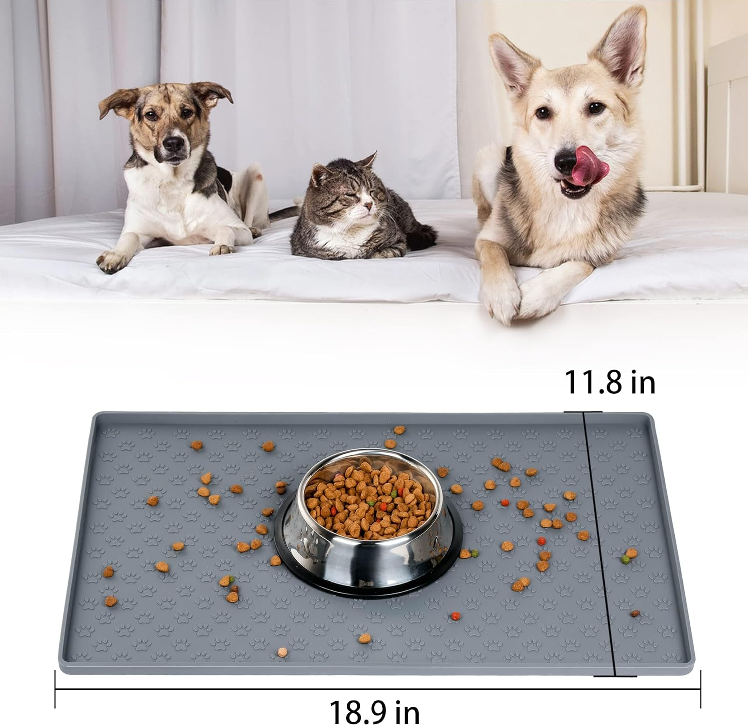 Heatunk Premium Waterproof Silicone Dog Feeding Mat - 19" X 12" with Raised Edges for Clean Floors image number 6
