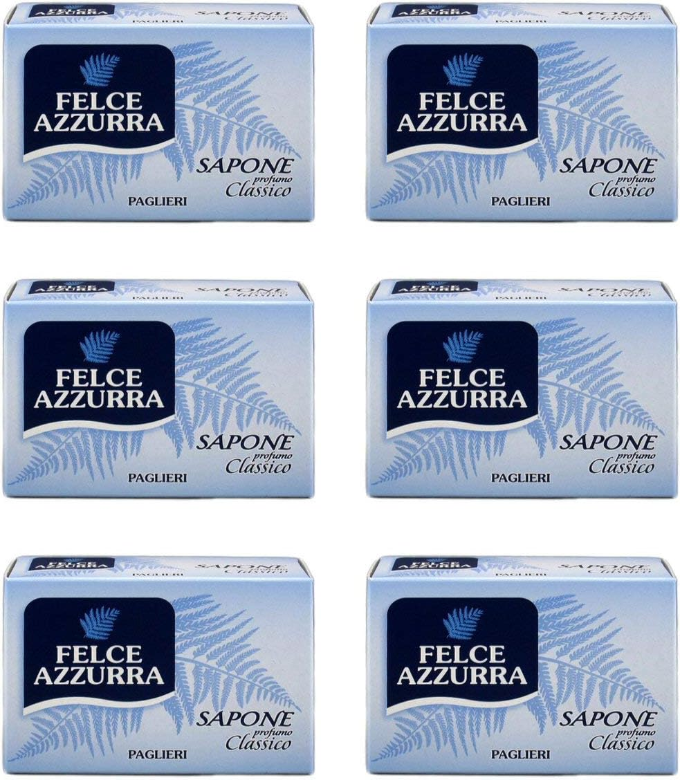 Paglieri:"Felce Azzurra" Soap Bar,"Classico" Classic Scent * 3.5 Ounces (100G) Package (Pack of 6) * [ Italian Import ]
