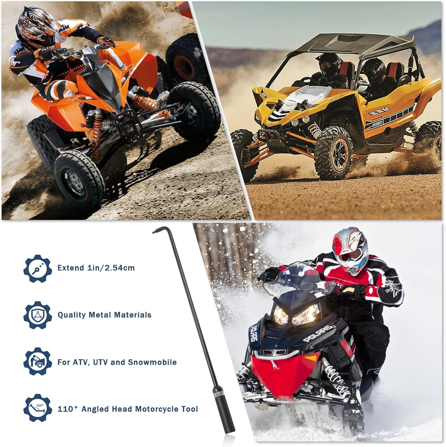 Pilot Screw Adjusting Tool, Carburetor Adjustment Screwdriver Tool, 16.34In 110&deg; Angled Head Motorcycle Tool, for ATV, UTV, Snowmobile image number 1