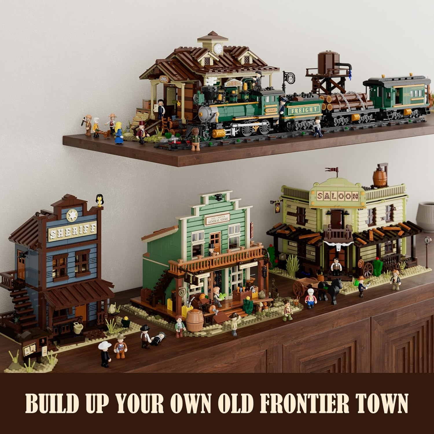 FUNWHOLE Western General Store Lighting Building-Bricks Set - 1895 Pcs the Old West Town Collection Display Set for Adults and West Lovers image number 5