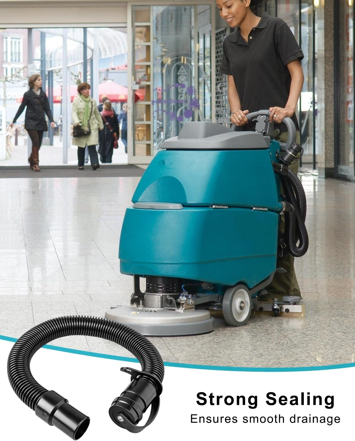 Highly Flexible Drain Hose Fit for Tennant T3 T5 Replace 1043538, Black