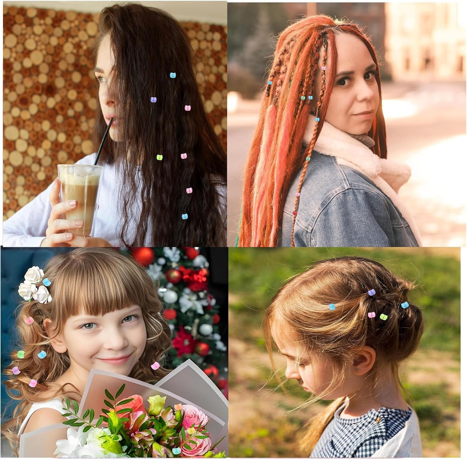 Mini Hair Clips Set of 100 with 500 Hair Bobbles, Multicoloured, 8 Mm X 10 Mm, Plastic Hair Clips for Children image number 4