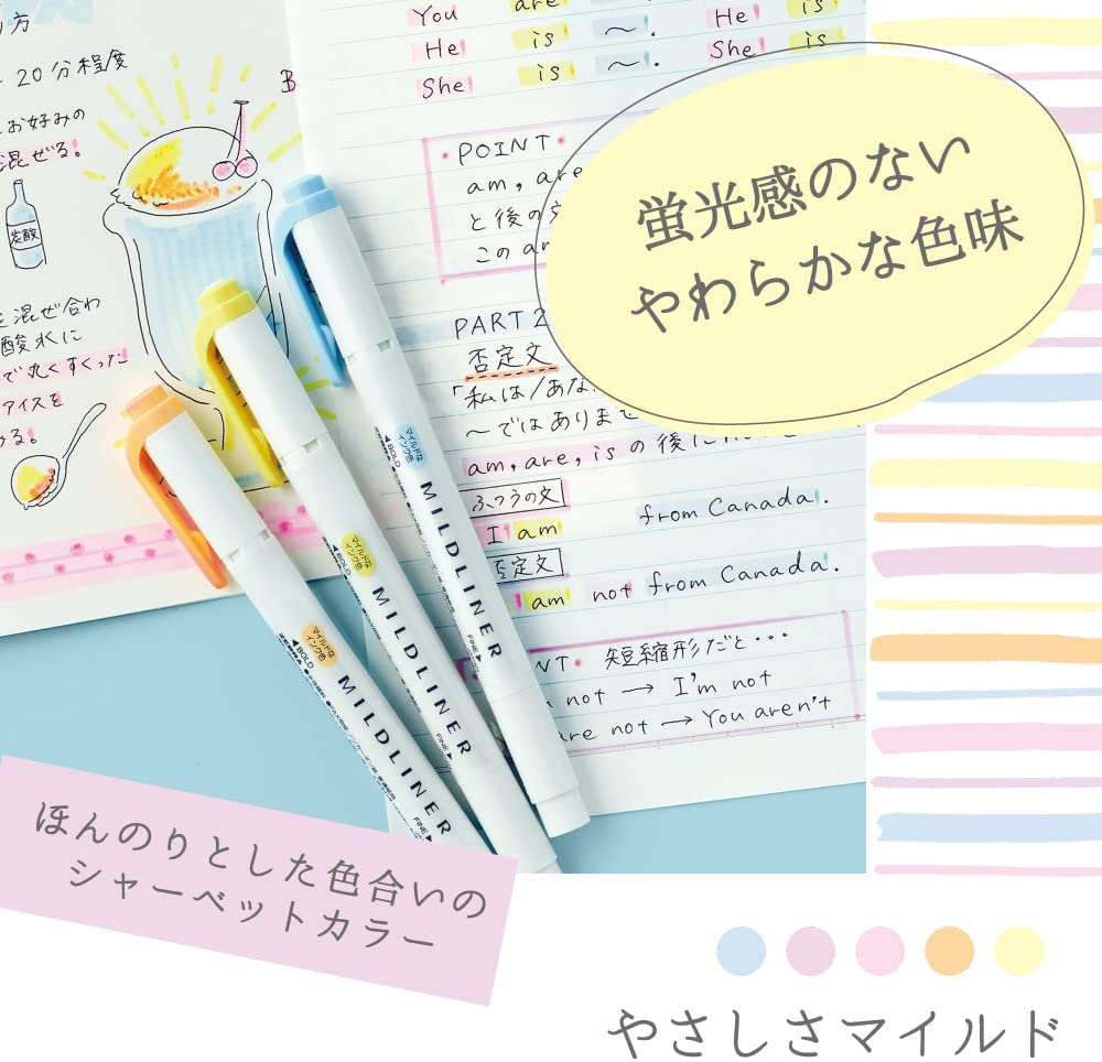 ZEBRA Mildliner Fluorescence Pen [Parallel Import Goods] (Softness Mild Colour) WKT7-5C-YC image number 1