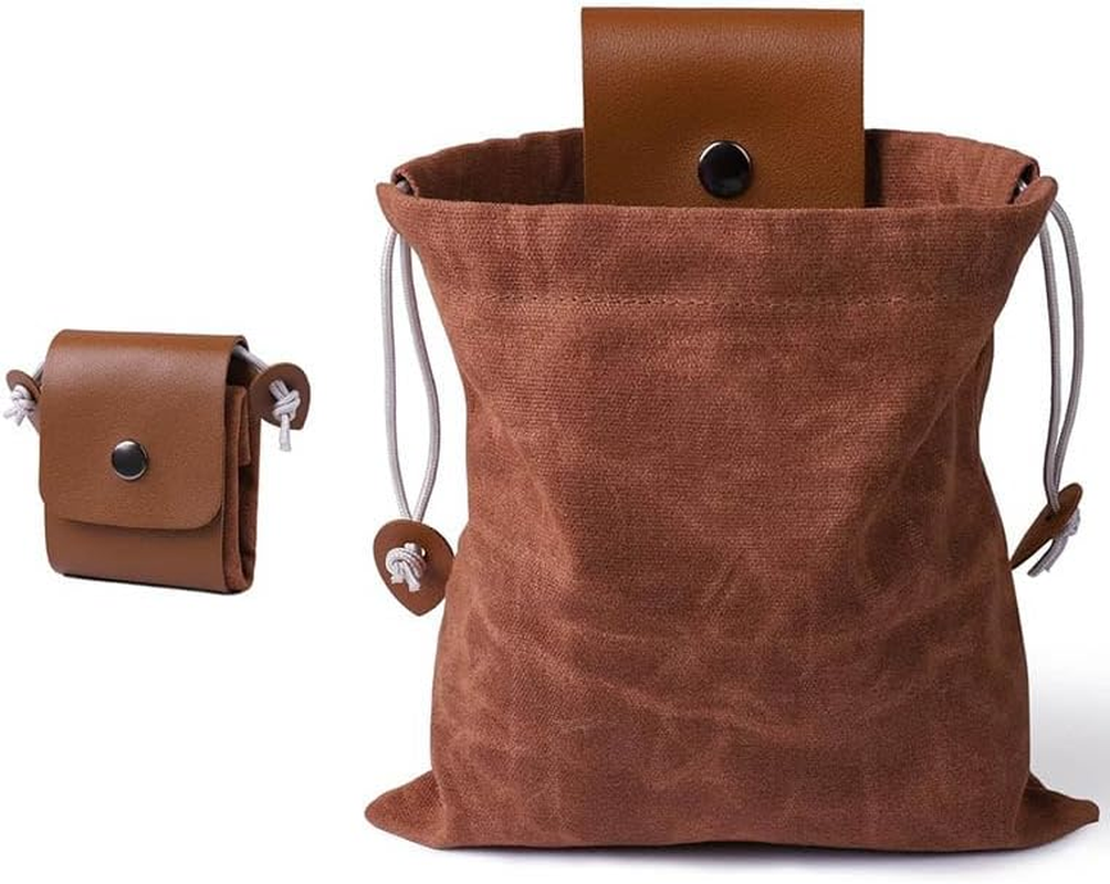 Collapsible Foraging Bag Mushroom Storage Leather,Foldable Canvas Belt Bag,Foraging Bag,Canvas Bushcraft Bag,Bushcraft Belt Bag,Pu Hunting Belt Bag Hiking Pouch for Travel Camping Hiking