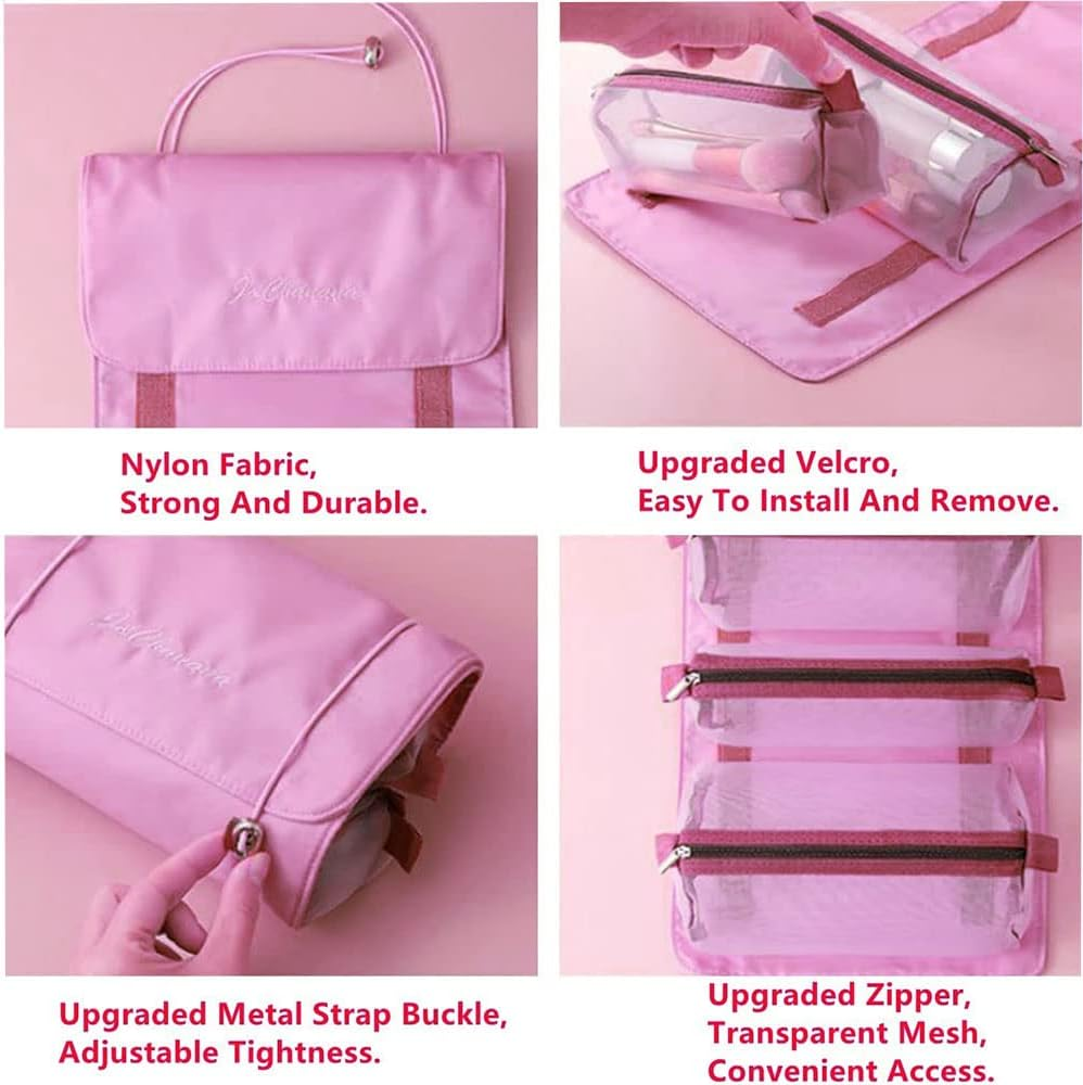 Roll up Makeup Bag Cosmetic Bag,Roll up Makeup Bag Toiletry Bag,Roll up Make up Storage Organizer,Roll up Makeup Toiletry Bag,Roll up Travel Cosmetic Makeup Toiletry Bag,Foldable Travel Toiletry Bag image number 1