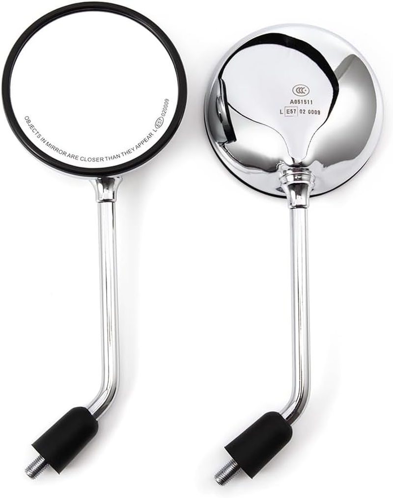 Motorcycle Rear View Mirror, Classic Retro round Handlebar Side Mirror with 8Mm 10Mm Screws and Metal Shafts for ATV Scooter Dirt Bike Cruiser