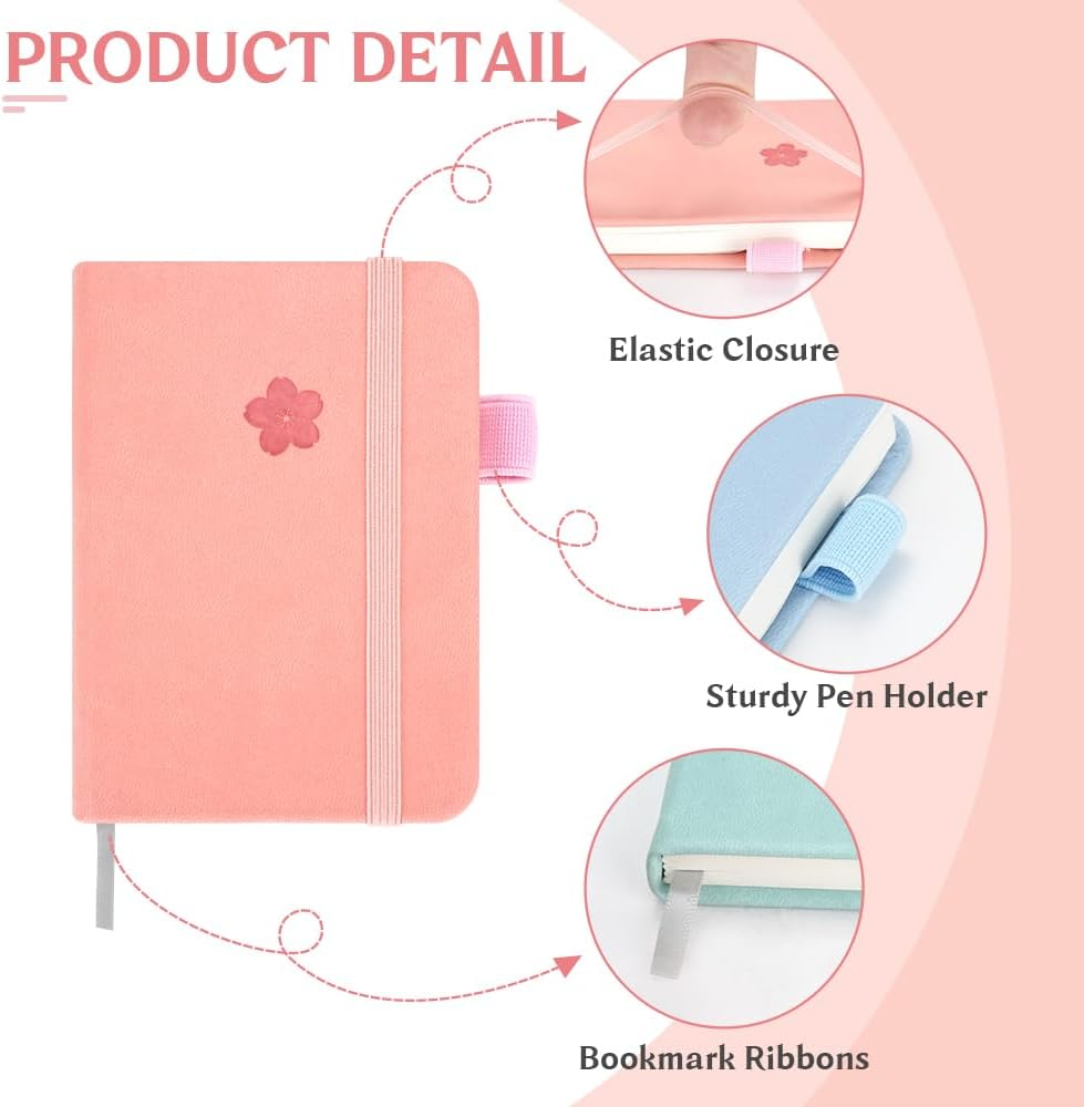 5 Pcs Pocket Notebooks, Mini Diary Notepad Memo Book, Small Journal with 5 Black Pens, Portable Note Book with Pen Holder for School Office Supplies, Kawaii Notebook for Girls Women Gifts image number 6