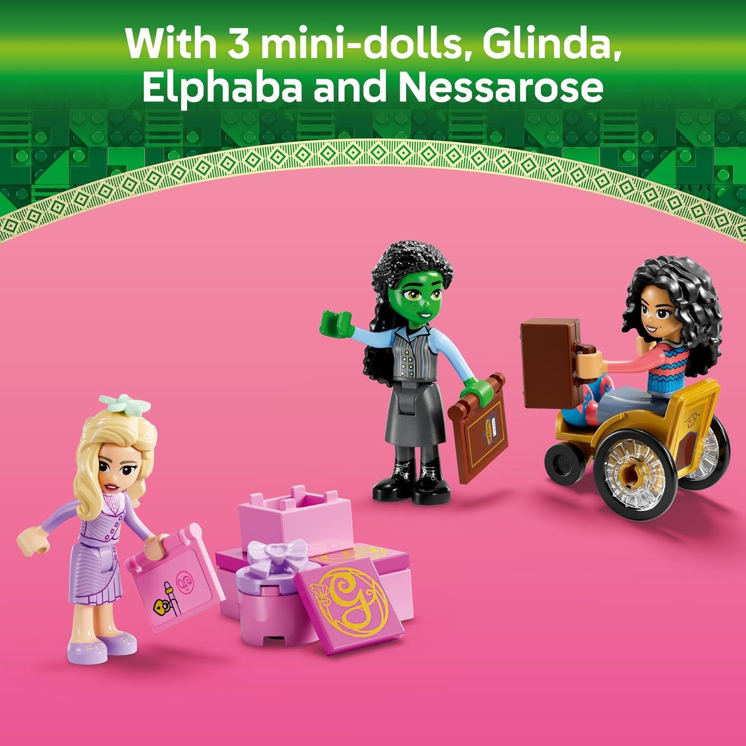 LEGO Wicked Glinda, Elphaba & Nessarose at Shiz University Building Set, Kids' Toy for 7+ Year Old Girls and Boys, with a Boat Toy and 3 Mini Dolls, Movie Merchandise Set 75681 image number 6