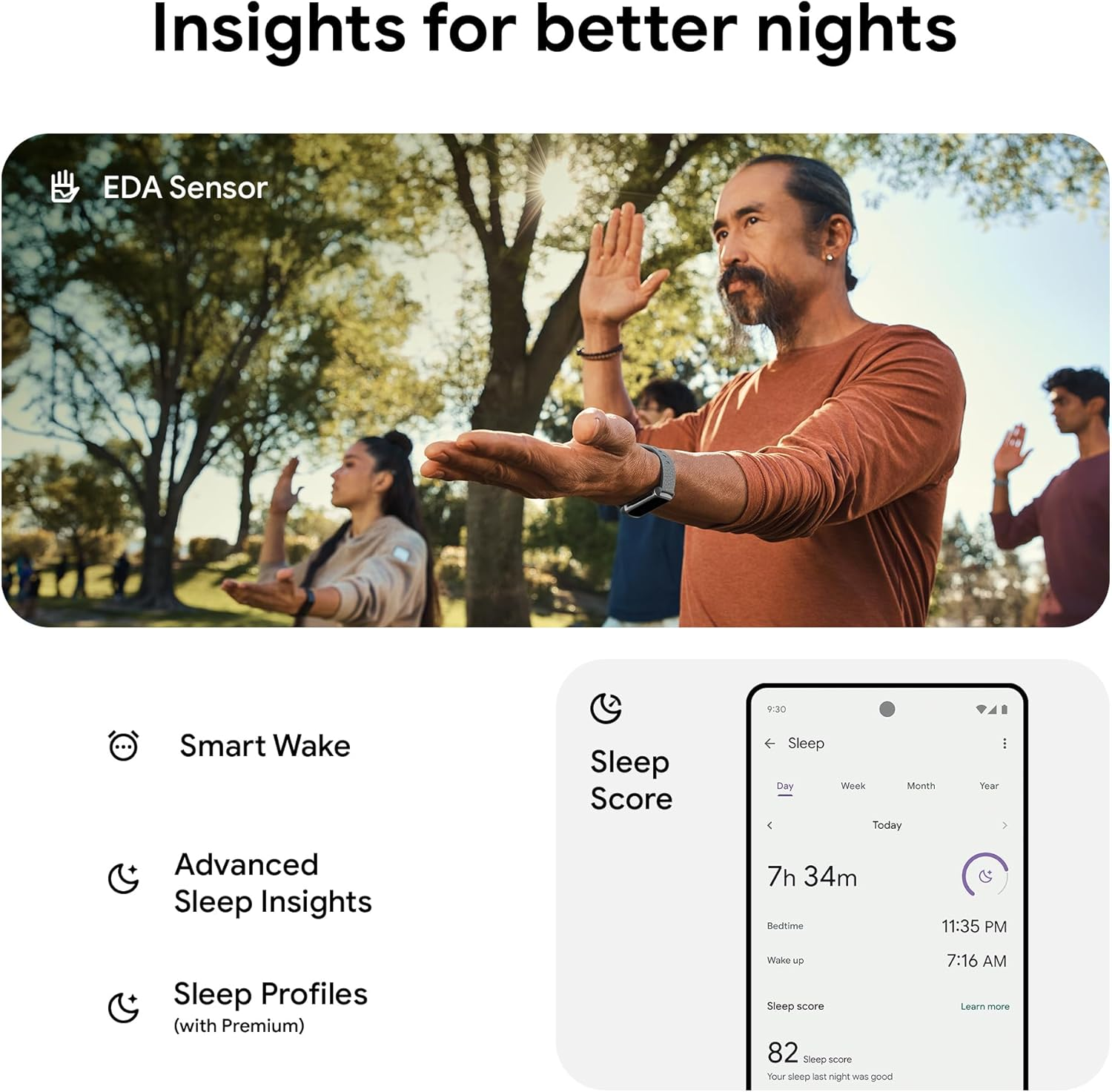 Fitbit Charge 6 Fitness Tracker with Google Apps, Heart Rate on Exercise Equipment, 6-Months Premium Membership Included, GPS, Health Tools and More, Porcelain/Silver, One Size (S & L Bands Included) image number 2