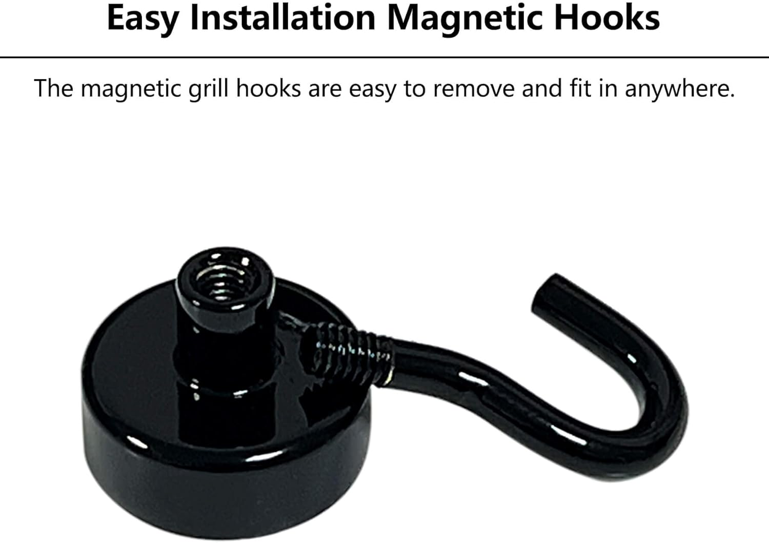 10PCS Magnetic Hooks, Neodymium Magnets with Rust Proof Coating, Strong Magnet Hooks for Hanging, Magnetic Hanger for Kitchen, Cruise, Workplace (Black) image number 4