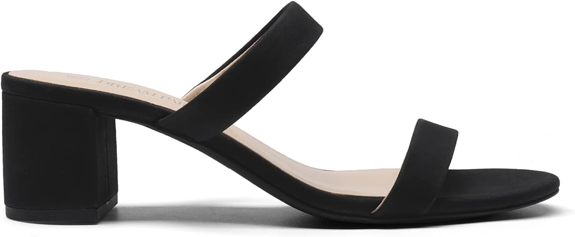 DREAM PAIRS Women'S Two Strap Open Toe Low Block Chunky Heels Sandals Dress Pumps Casual Summer Mules Shoes image number 4