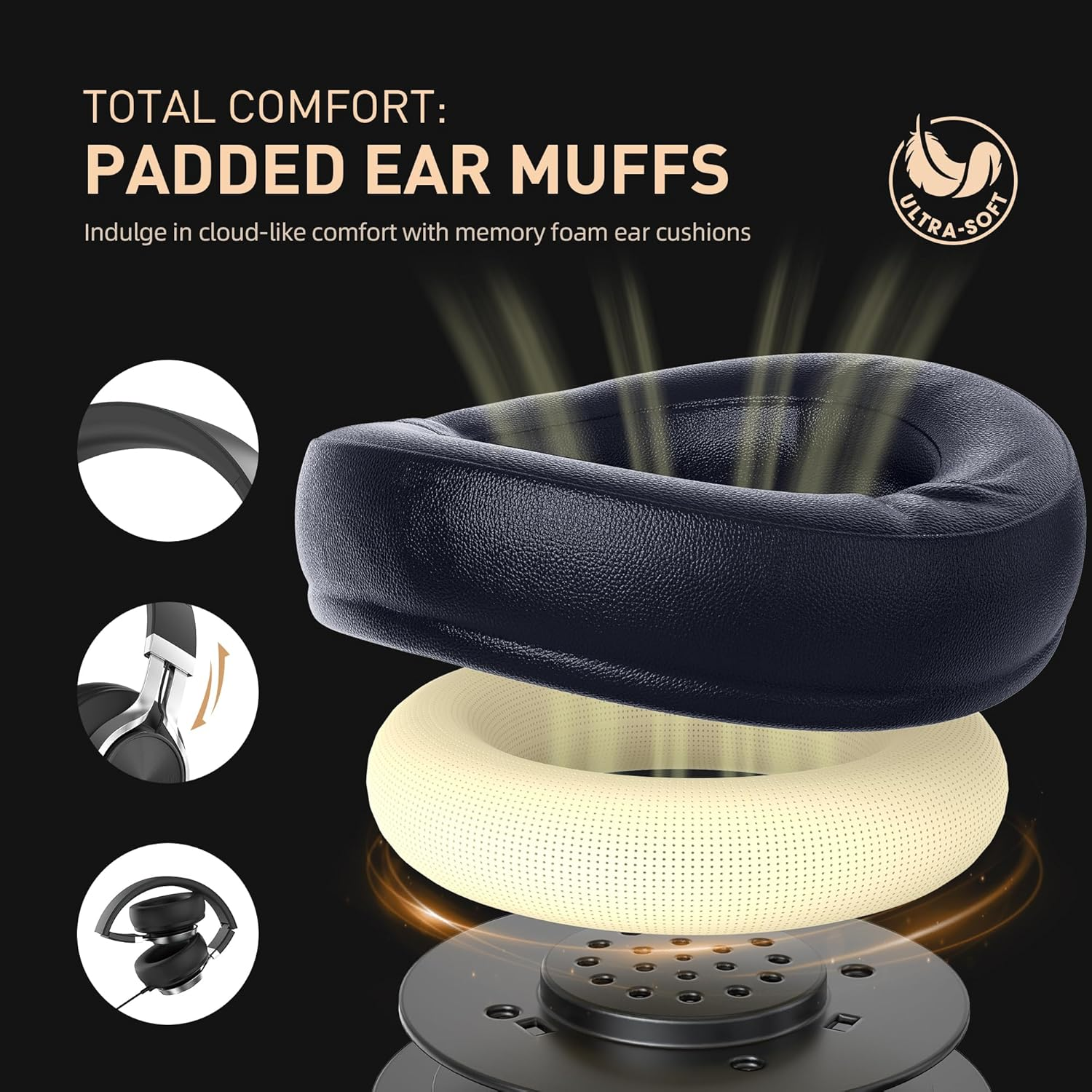 AILIHEN Wired Headphones with Microphone Volume Control, Noise Isolating over Ear Headphones Wired 3.5Mm, Super Soft Corded Headphones for Computer, Tablet and Chromebook (Grey) (Black) image number 1