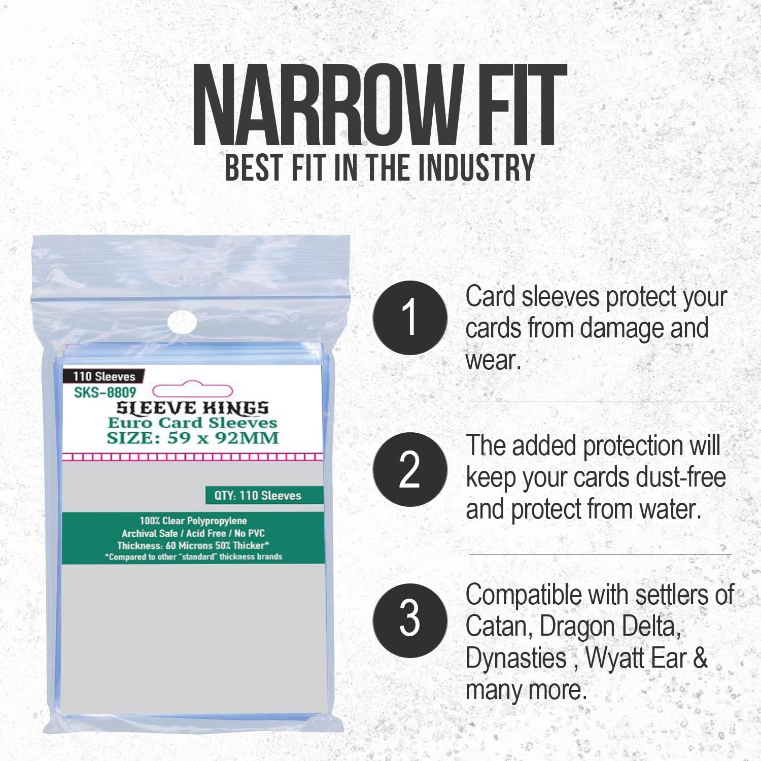 Sleeve Kings Board Game Sleeves Euro (59Mm X 92Mm) (110 Sleeves per Pack) Card Sleeves image number 5